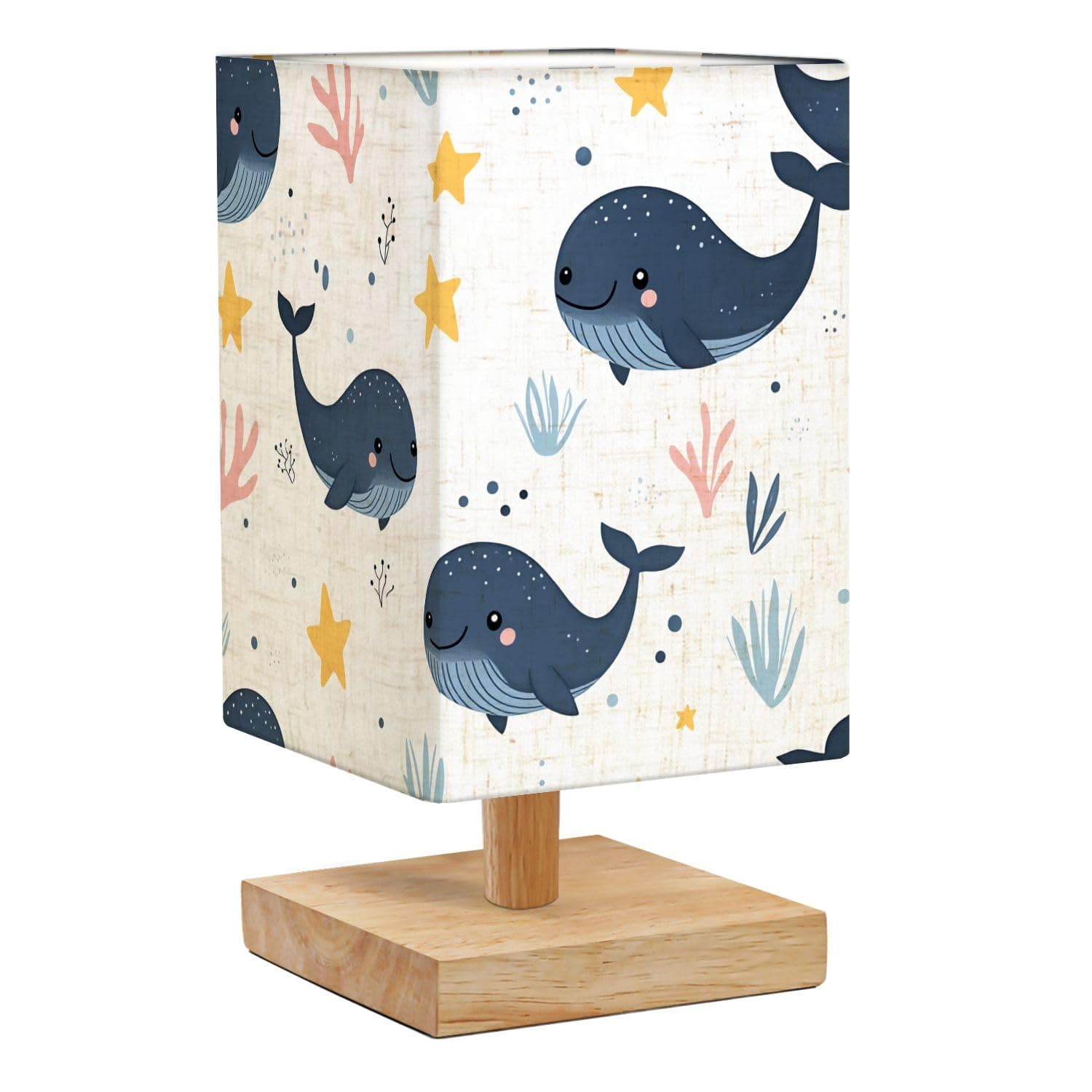 RAINFALLARING Table Lamps for Bedroom Blue Whale Coral sea Cute Cartoon Seamless for Textile Bedside Lamps Desk Lamp Table Lamp Night Light for Kids Nursery Living Room Office Dorm Room Decor