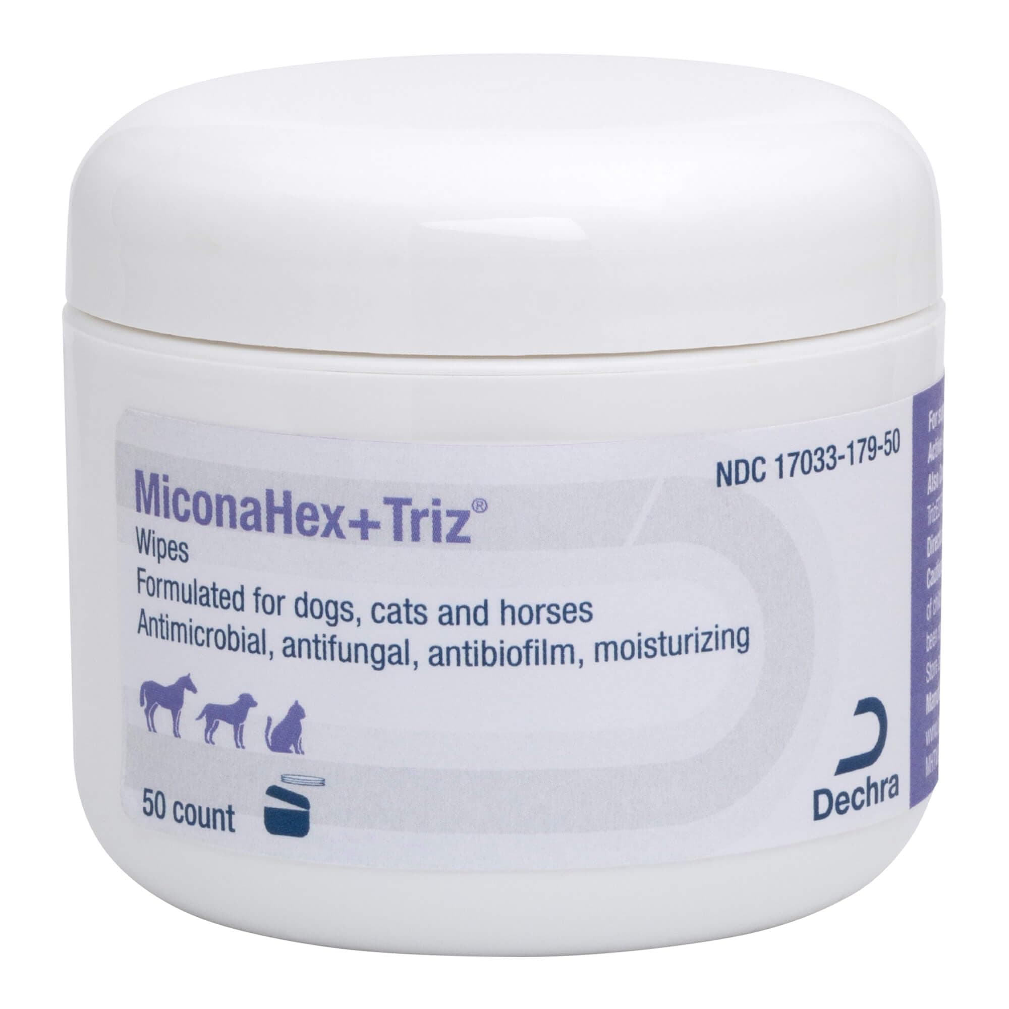 MiconaHex+Triz Wipes, 2.25" round for Dogs, Cats and Horses, 50 count jar