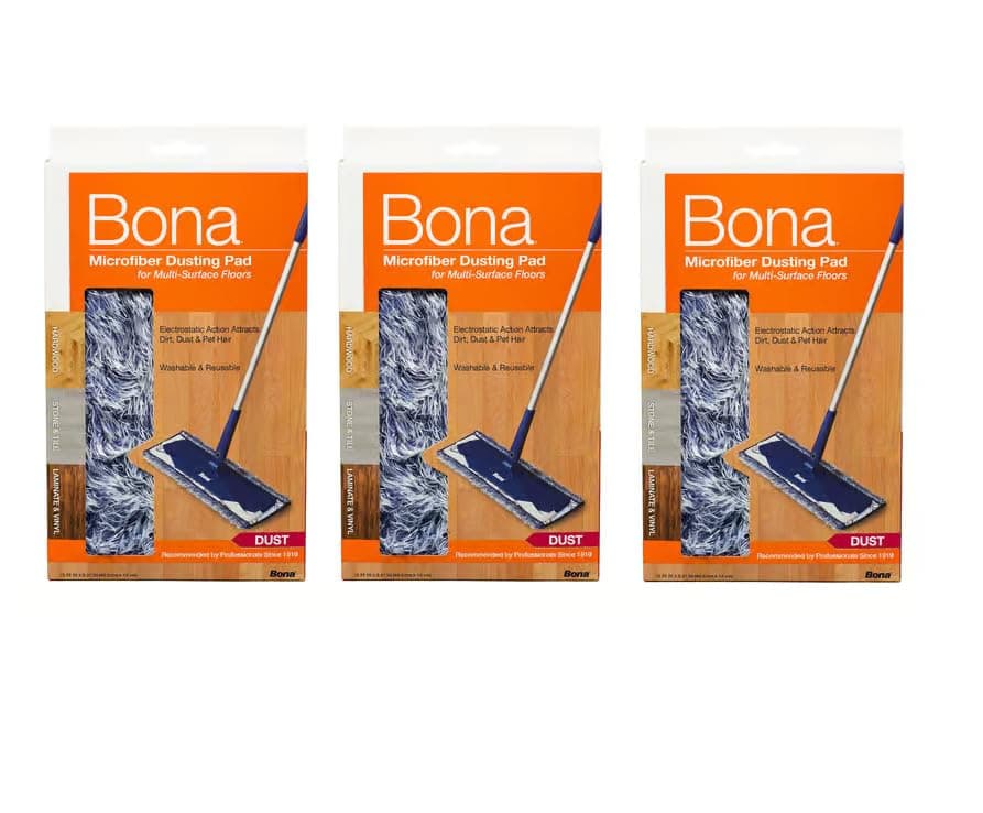 3 PACK Bona Dusting Pad | Designed on Hardwood Stone Tile and Laminated Floors | 4" W x 15" LÃ‚¬¦