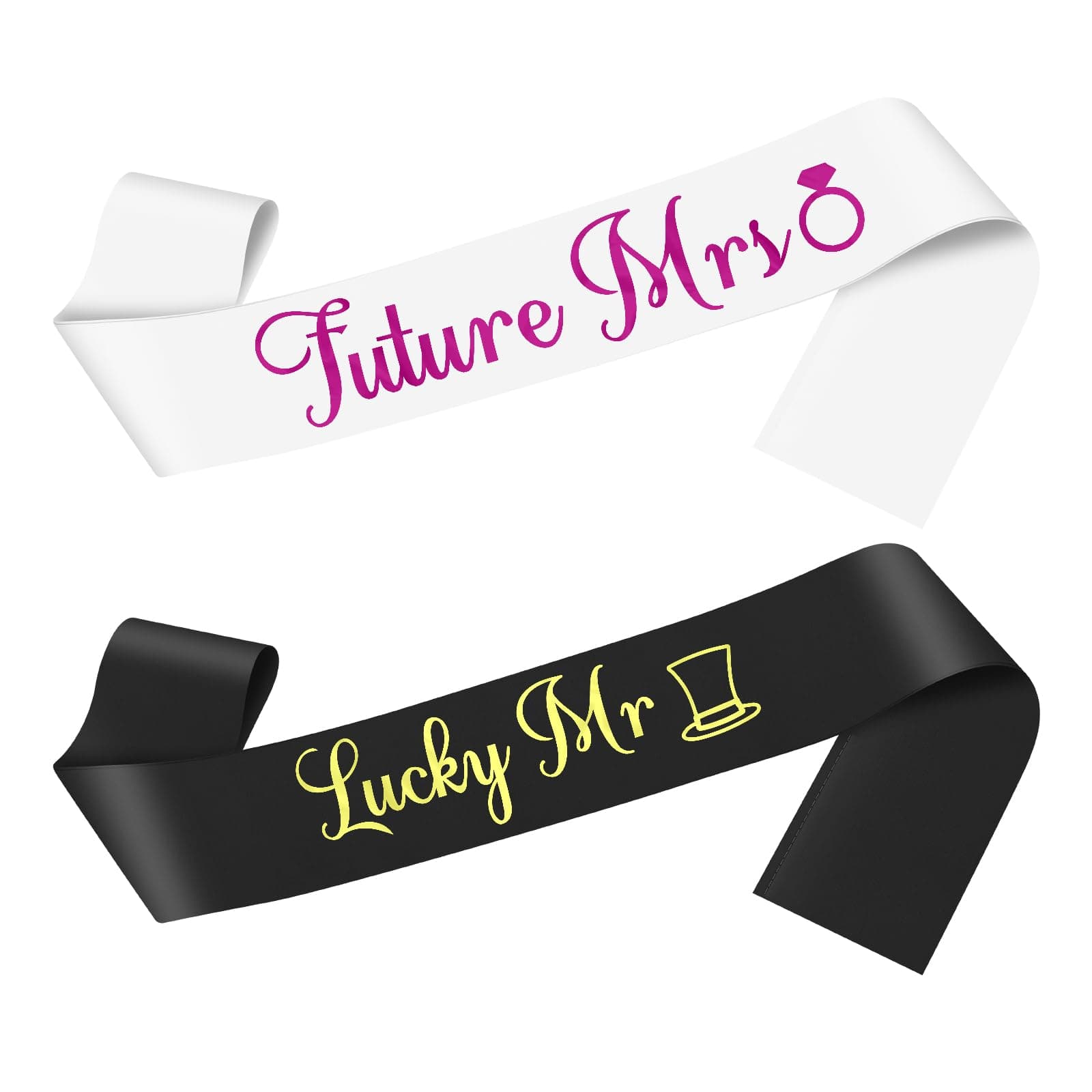 2 Pcs Bachelorette Sashes Bride and Groom Sash Wedding Gift for Couple 2025 Bridal Shower Gifts for Bride and Groom Engagement Wedding Shower Decoration Bachelor Sashes for Hen Party Decorations