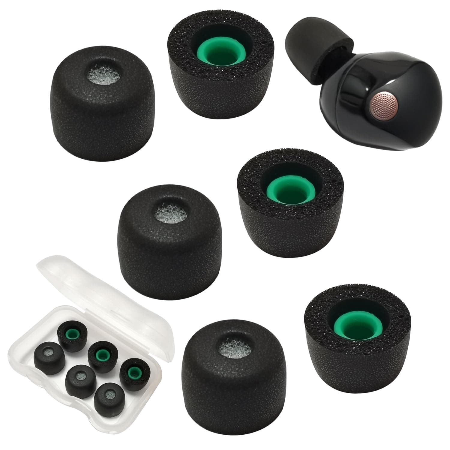 Luckvan Memory Foam Ear Tips for Sony WF-1000XM5 Replacement Earbuds Tips for WF-1000XM5 WF-1000XM4 fit in Case, 3 Pairs Black Medium, SNM503MX