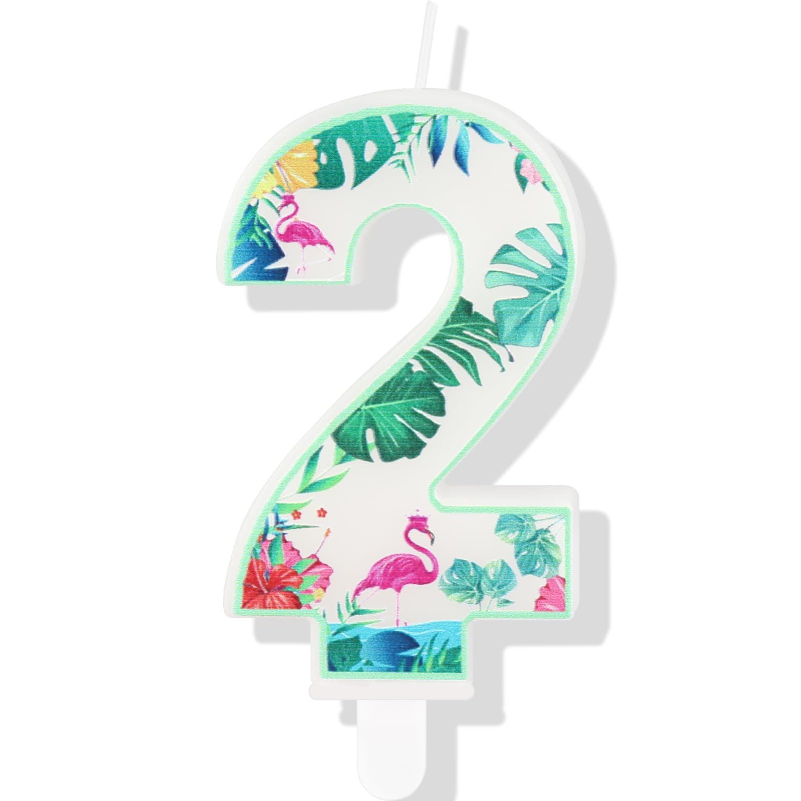 iNINGER 2nd Birthday Candles,Flamingo Number 2 Candles for Cake,Luau Tropical Birthday Summer Beach Holiday Party Cake Toppers,Hawaiian Tropical Pineapple Boys Girls Party Decoration Supplies