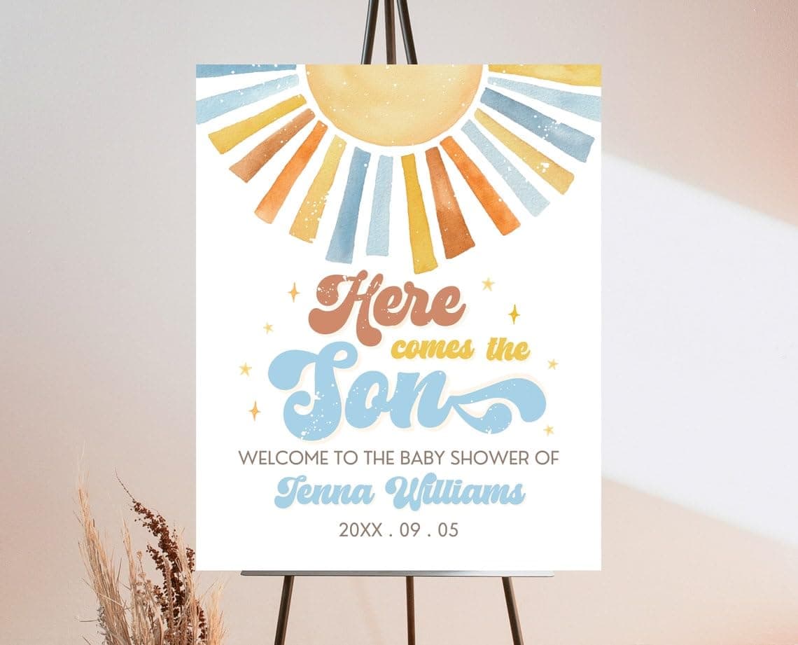 HAKIDU Baby Shower Signs, Sunshine Baby Shower Welcome Sign, Baby Shower Decorations, Welcome to Baby Shower Sign Personalized, Welcome Sign for Baby Shower, Baby Shower Welcome Sign with Stand