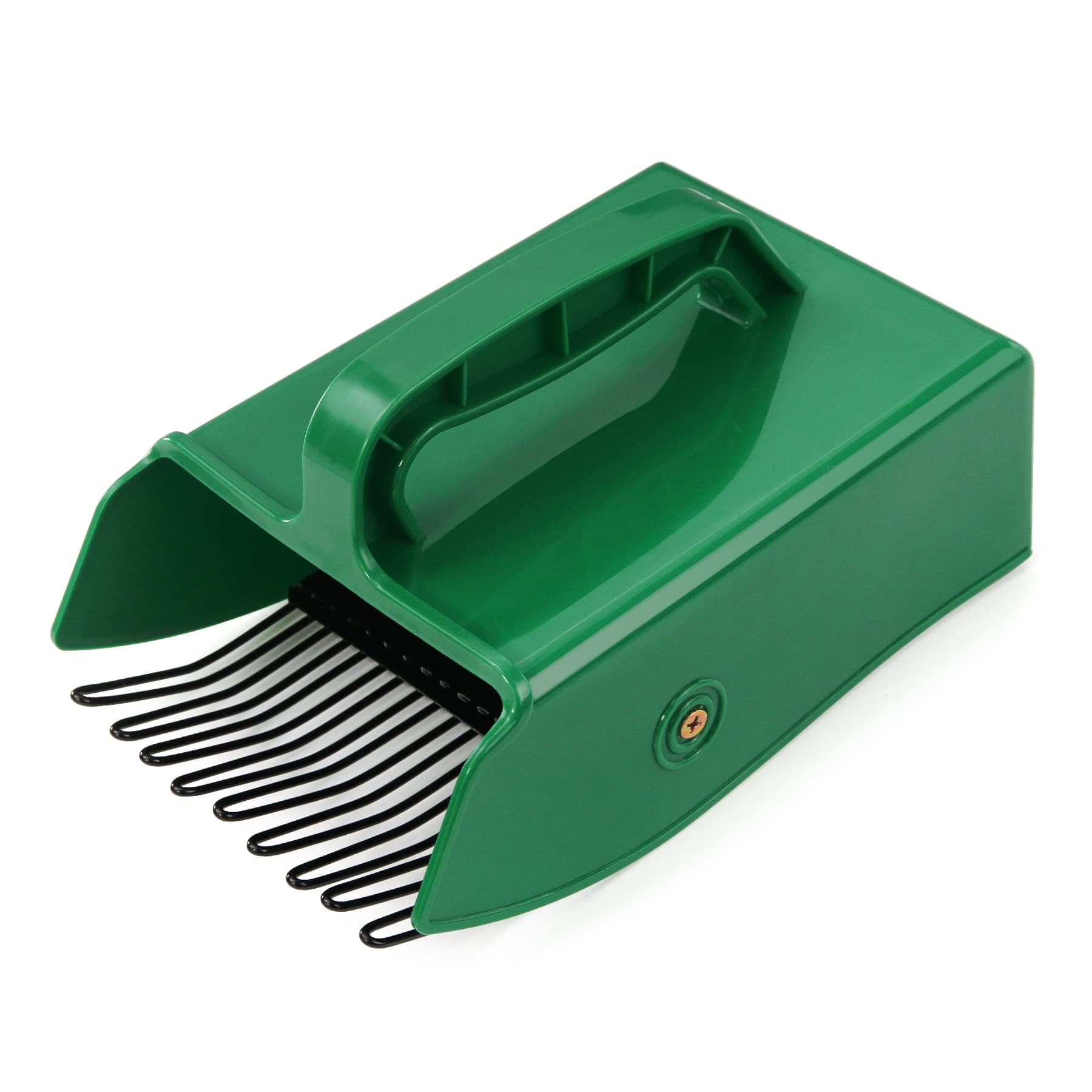 GUGULUZA Blueberry Picker Scoop, Plastic Berry Picker with Metallic Comb, Blueberry Rakes Harvester with Ergonomic Handle for Easier Berry Picking, 9" x 5.5" (Green)