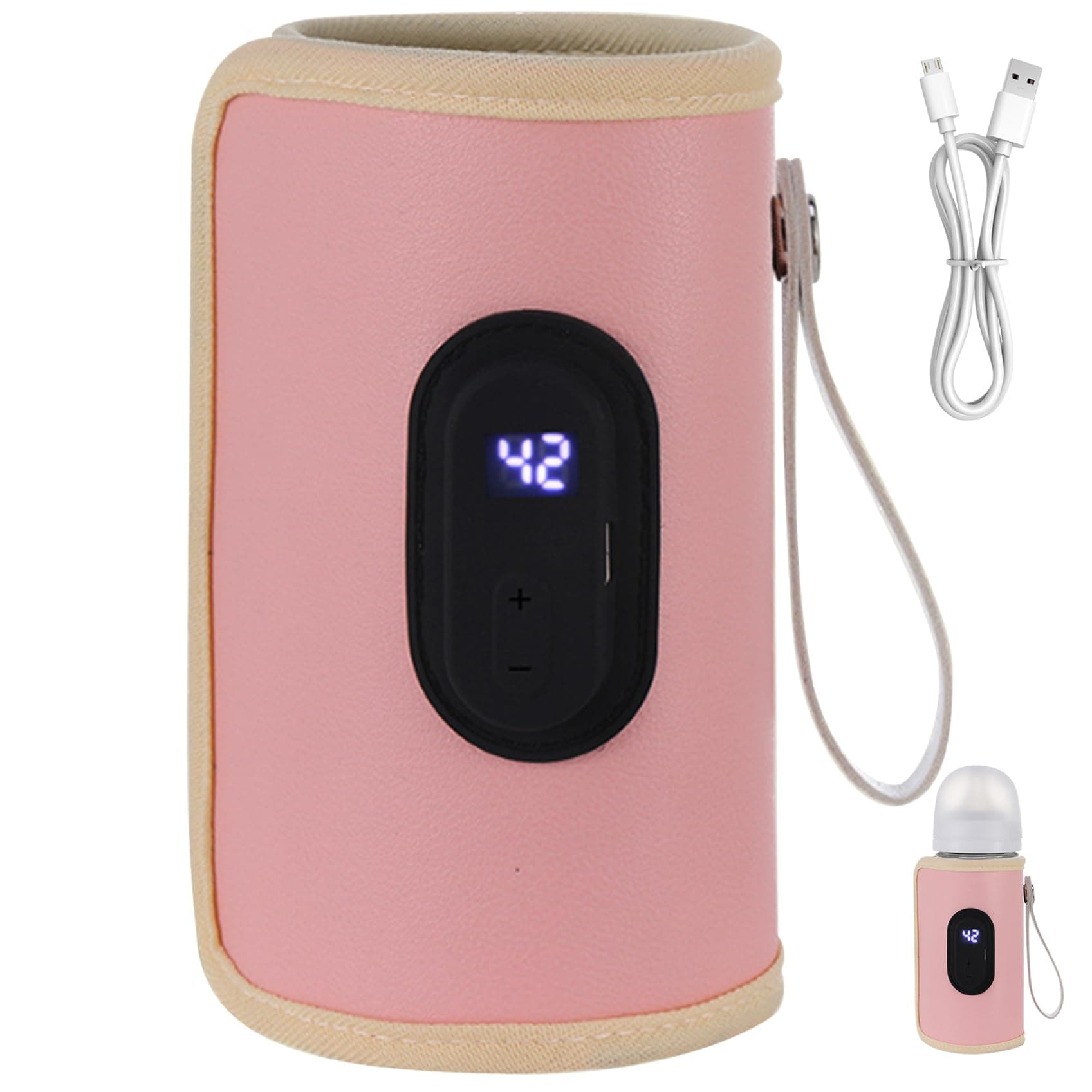 Portable Bottle Warmer 18W Quick Heating Baby Bottle Warmer Temperature Adjustable USB Baby Bottle Heater Travel Bottle Warmer Newborn Essentials for Home Family Travel 2