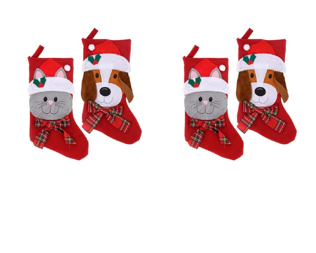 Christmas House Dog and Cat Pet Stockings, 18 inch (2 Pair)
