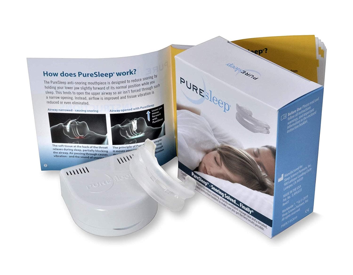 PureSleep Stop-Snoring Mouthpiece - The Original Anti-Snoring Solution - Comfortable and Adjustable - Over a Million Units Sold