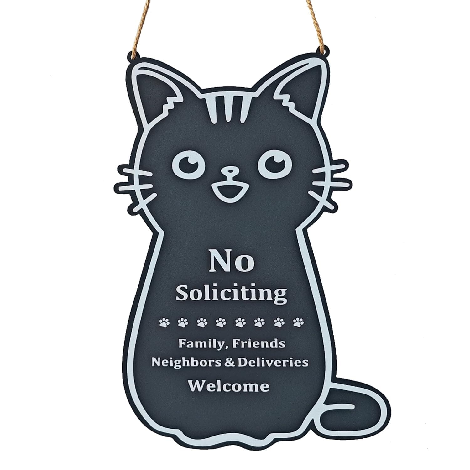 No Soliciting Sign for Front Door House Metal No Soliciting Yard Sign Stake Funny Black Dog No Solicitation Sign for Home and Business (Cat Hang)