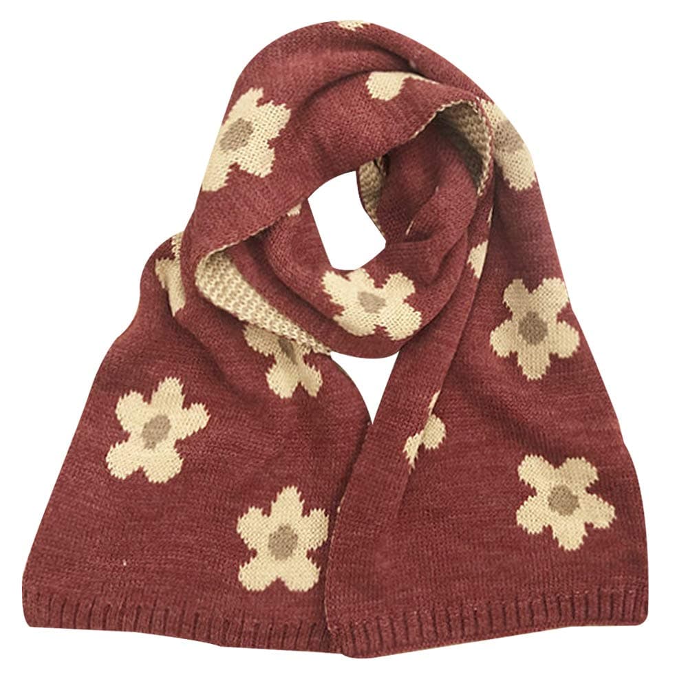 LA HUATE Kids Scarves Autumn Winter Wool Knit Scarf Warm Solid Color Neckerchiefs Collar Neck Warmer