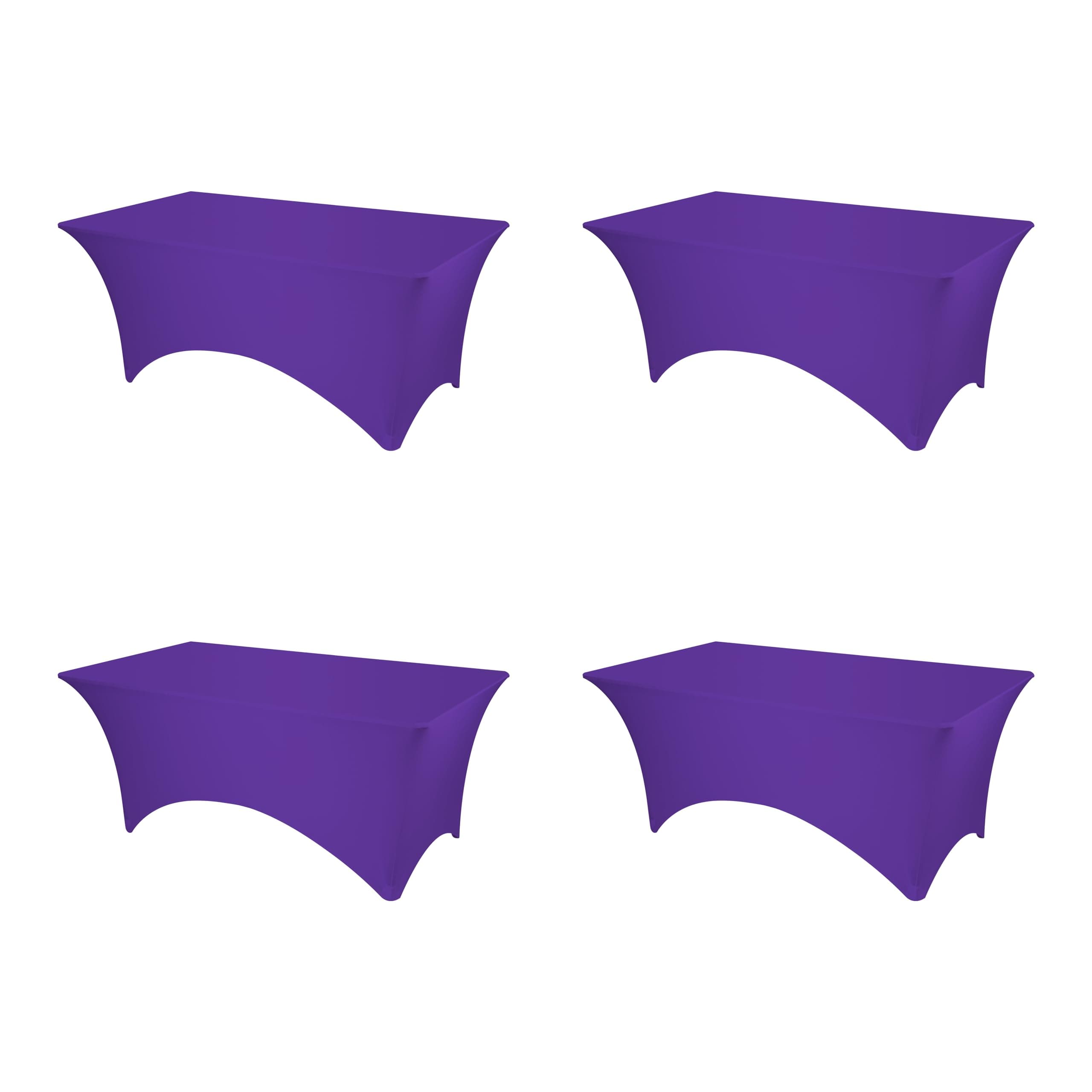 BRILLMAX 4 Pack Purple Spandex Table Covers for 6ft Rectangle Tables