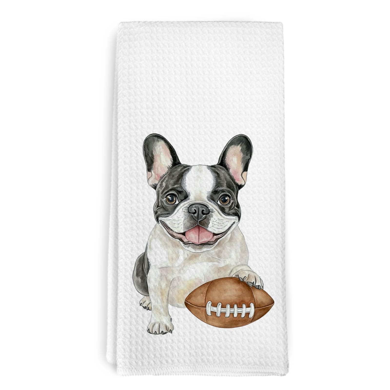 dvhdajed French Bulldog Football Kitchen Towels,French Bulldog Gifts Dog Owners Gift,Frenchie Lovers Gifts Dish Hand Towels,Puppy Decor Hand Dish Tea Towel for Bathroom Kitchen Nursery, 16x24 Inch
