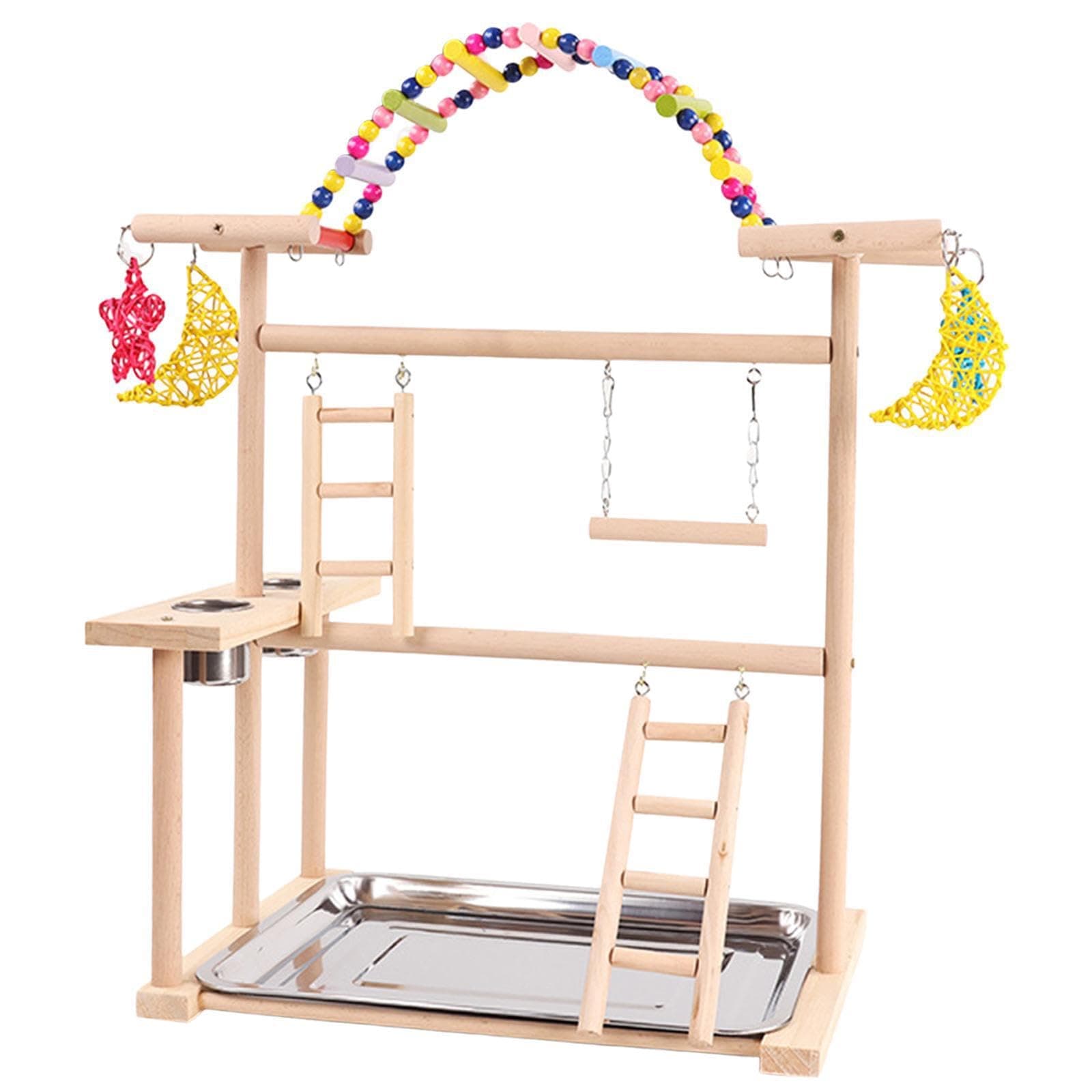 XUSIJAKQ1 Parakeet Bird Play Stand Wooden Perch Stand Offering Joyful Activities and Engagement for Lovebirds and Finches Bird Playground Wood Parrot Playstand Chewing Toy