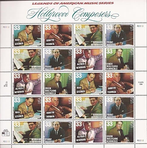 USPS Hollywood Composers Full Sheet of 20 x 33 Cent Stamps Scott 3344a