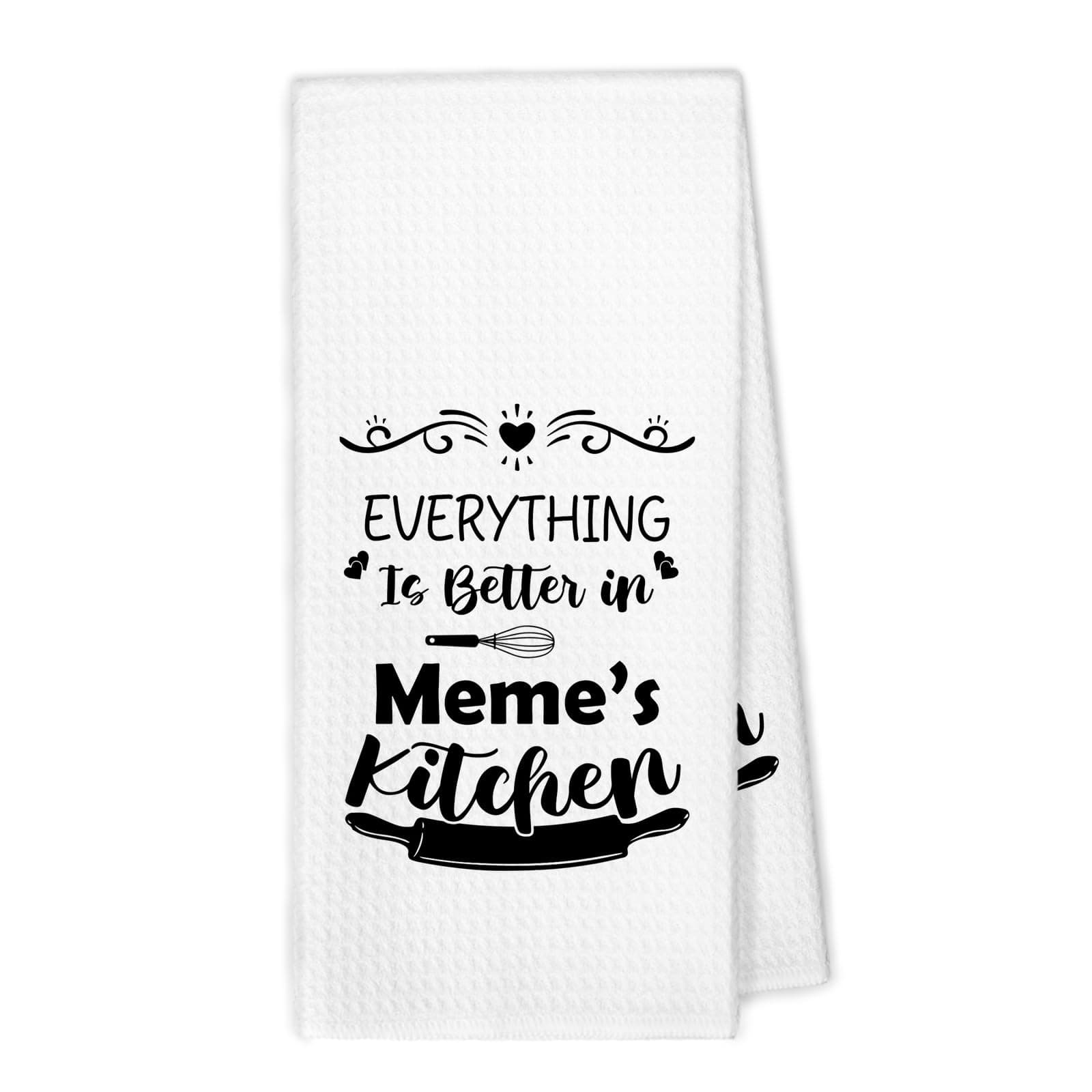 XBBMGG Meme Gifts Kitchen Towels, Best Grandma Gifts for Christmas from Grandkids Dish Hand Tea Towels, Everything is Better in Meme's Kitchen Decorative Towels, 16x24 Inch
