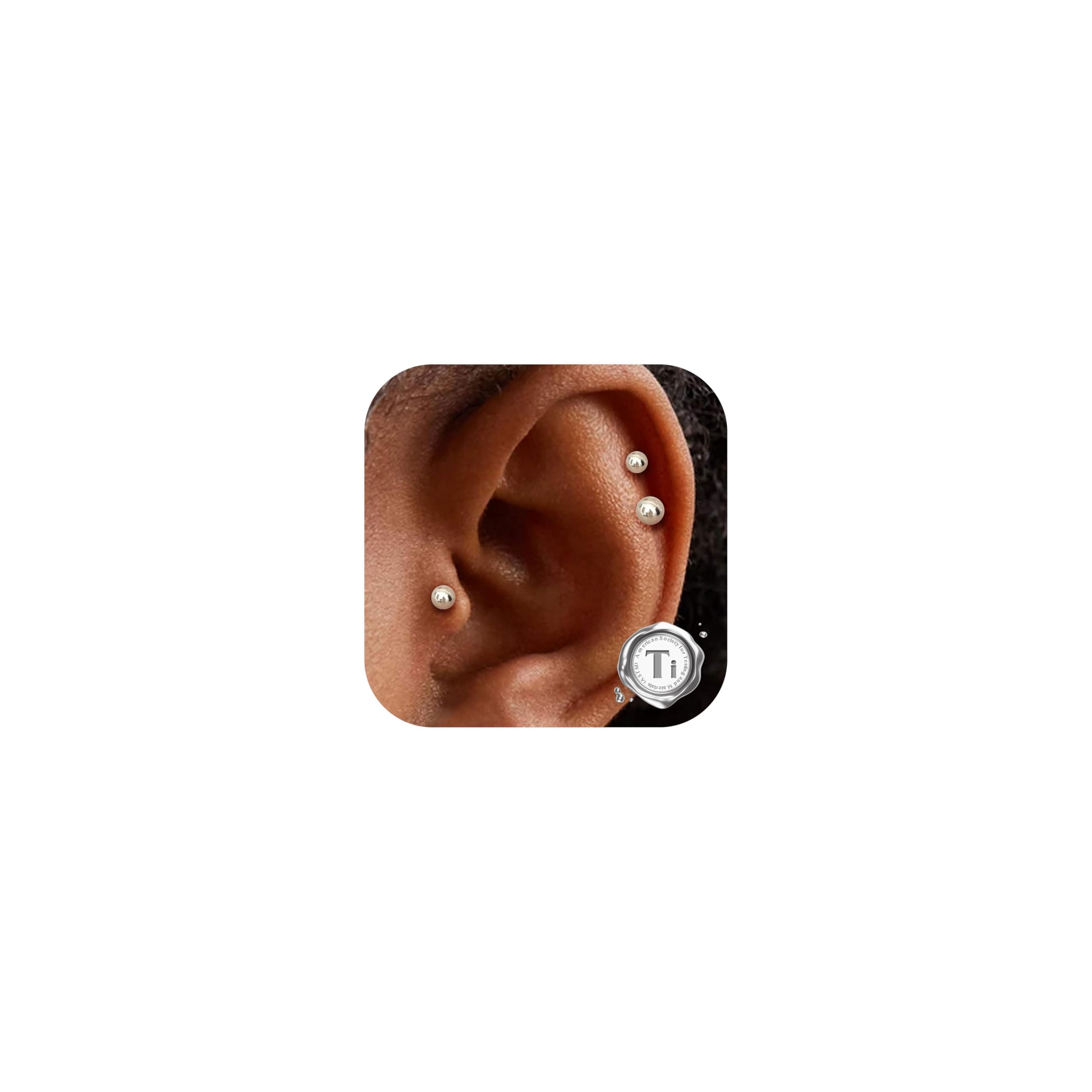 ADRAMATA 3PCS 16G Helix Piercing Jewellery | G23 Titanium Cartilage Earrings | Internally Threaded Labret for Lip/Nose | Hypoallergenic CZ Heart Flat Back (6/8/10MM) | 3 Single Studs
