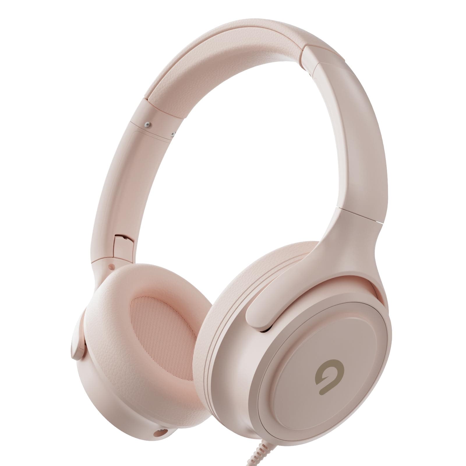 ADOOPE Kids Headphones with Cord-3.5mm Jack 85/94dB Safe Volume Control Built-in Microphone On-Ear Headphones for Kids/Teens/School/Travel/3.5mm Devices (Beige)