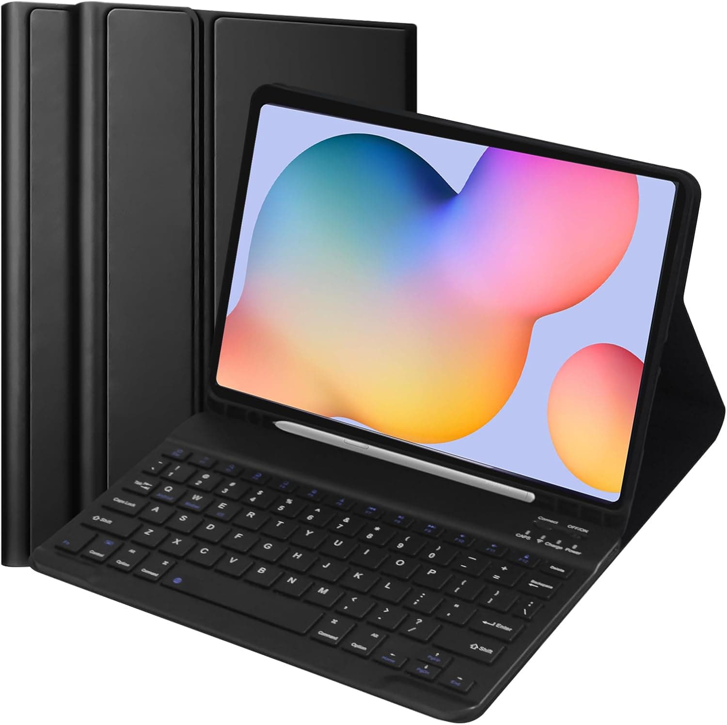 Case with Keyboard for Samsung Galaxy Tab S6 Lite 10.4 Inch 2024/2022/2020, Slim Stand Cover with Secure S Pen Holder Detachable Wireless Bluetooth Keyboard (Black)