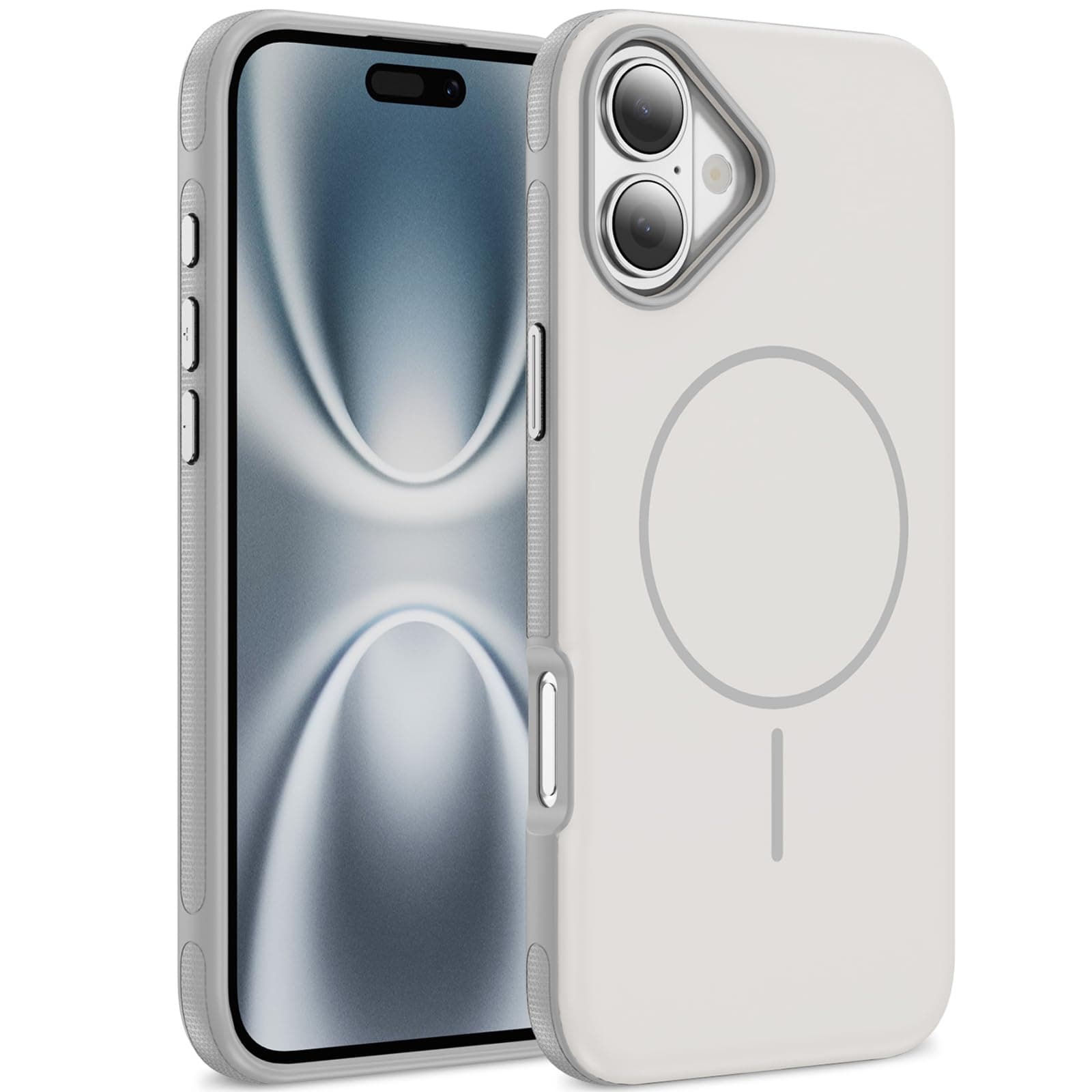 Dionsibei Magnetic for iPhone 16 Pro Case Compatible with MagSafe Shockproof Drop Protection Case for iPhone 16 Pro Phone Case ﻿ (White+Grey, iPhone 16 PRO)