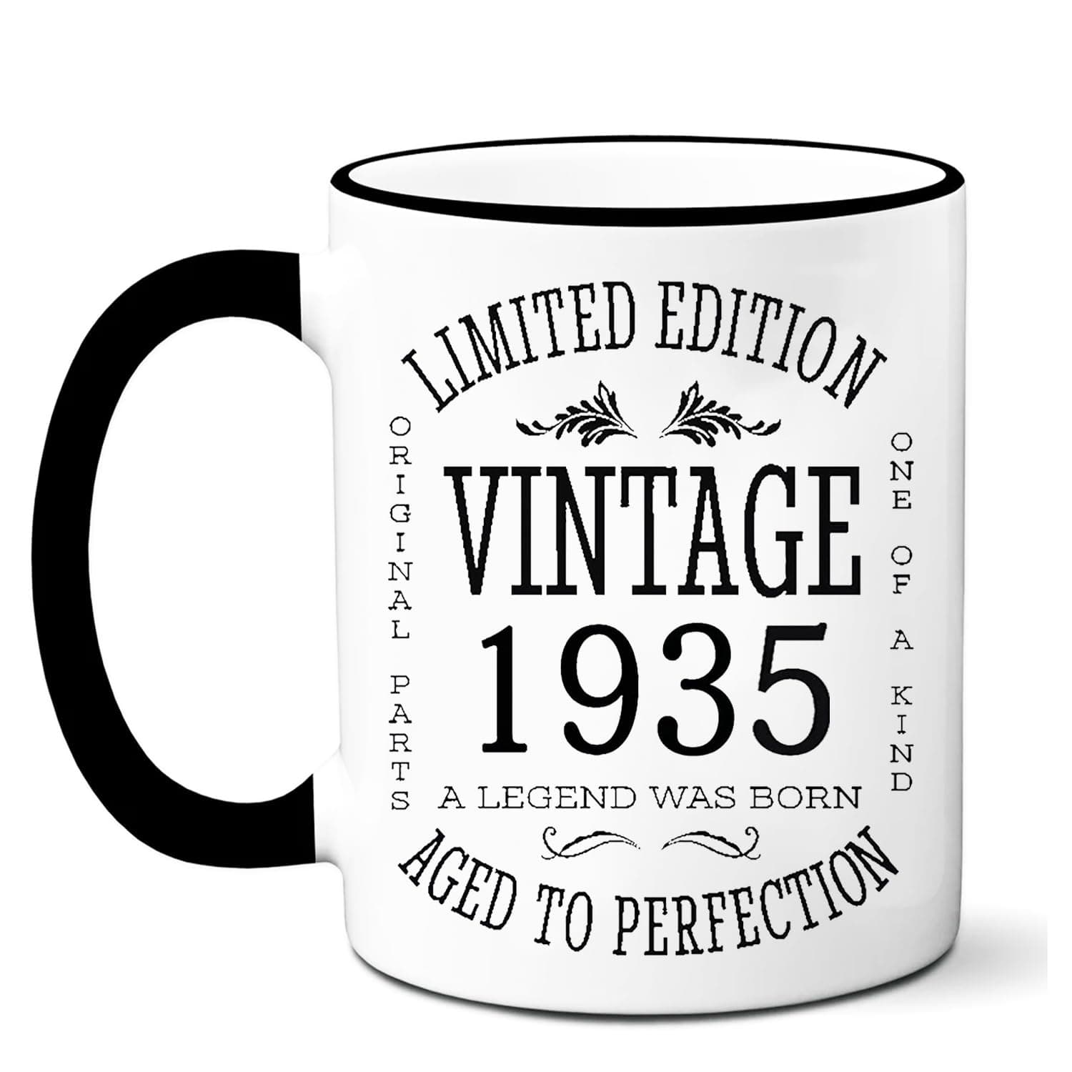 1935 91th Birthday Gift Ideas Mug for Women and Men Ceramic Coffee Mugs AnniversaryPresents for Him, Her, Husband or Wife 91 Years Decorations Ideas Mugs Adult Mugs for Mom, Dad Tea Cups 11oz White