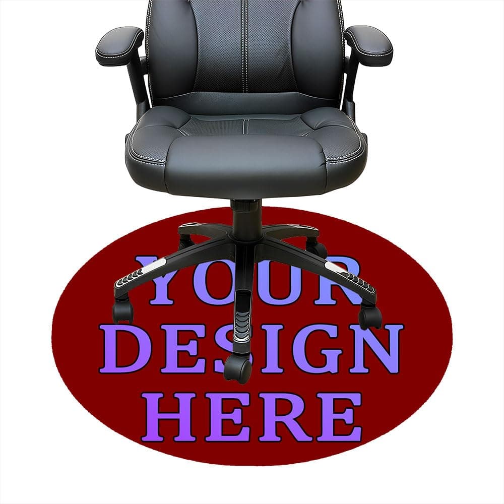 Personalized Office Desk Round Chair Mat Design Your Own Photo Text Logo, Personalized Office Circular Chair Mats Multi-Purpose Chair Carpets for Office Home, Maroon, 39 Inch