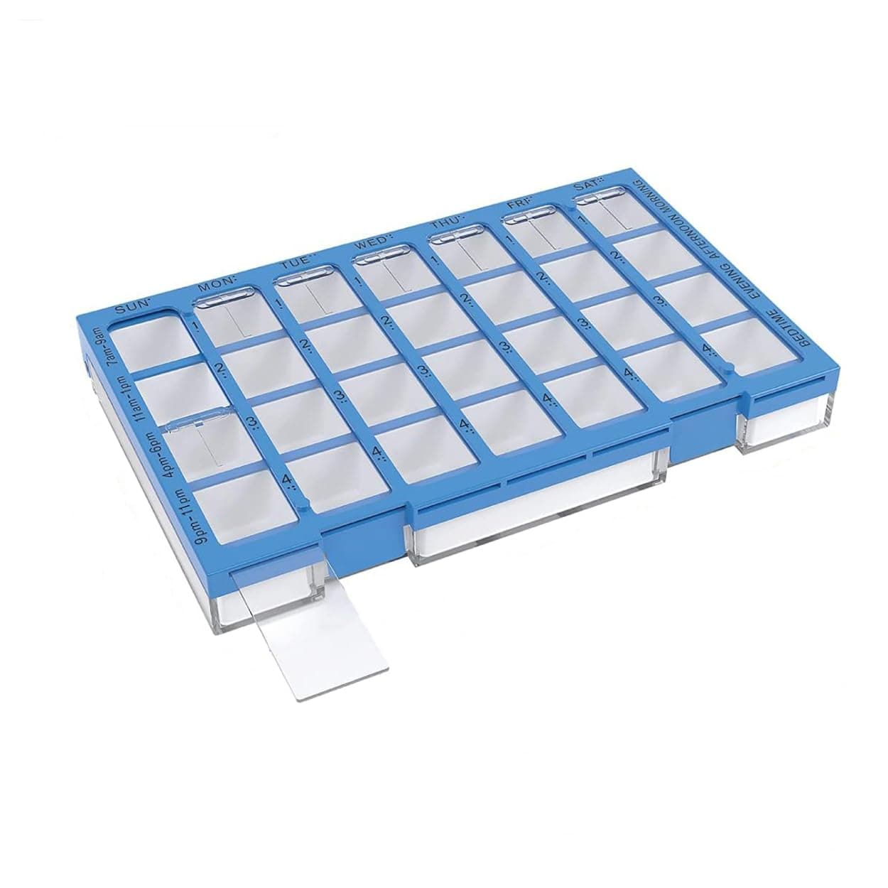 Ezy Dose Pharmadose Weekly 7-Day, 4x/Day Pill Organizer, Blue, Large