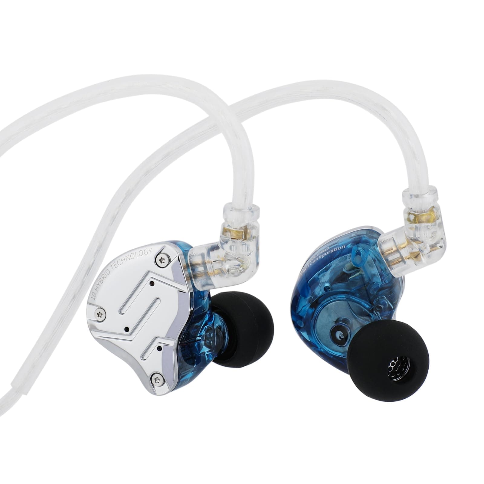 Linsoul KZ ZS10 Pro, 4BA+1DD 5 Driver in Ear Monitor, HiFi Wired Earbuds, Gaming Earbuds, Hybrid IEM Earphones with Stainless Steel Faceplate, Recessed 2 Pin Detachable Cable (Without Mic, Blue)