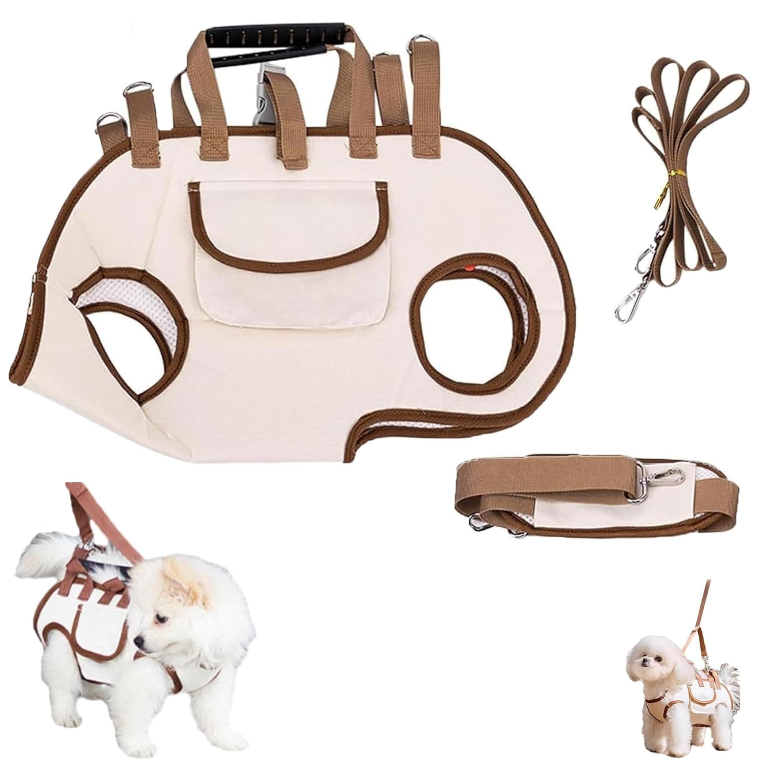 Yorkie Gram Carrier, Dog Front Pack Carrier, for Hiking Camping for Small Medium Dogs Cats and Rabbits (White 1pcs, Large)