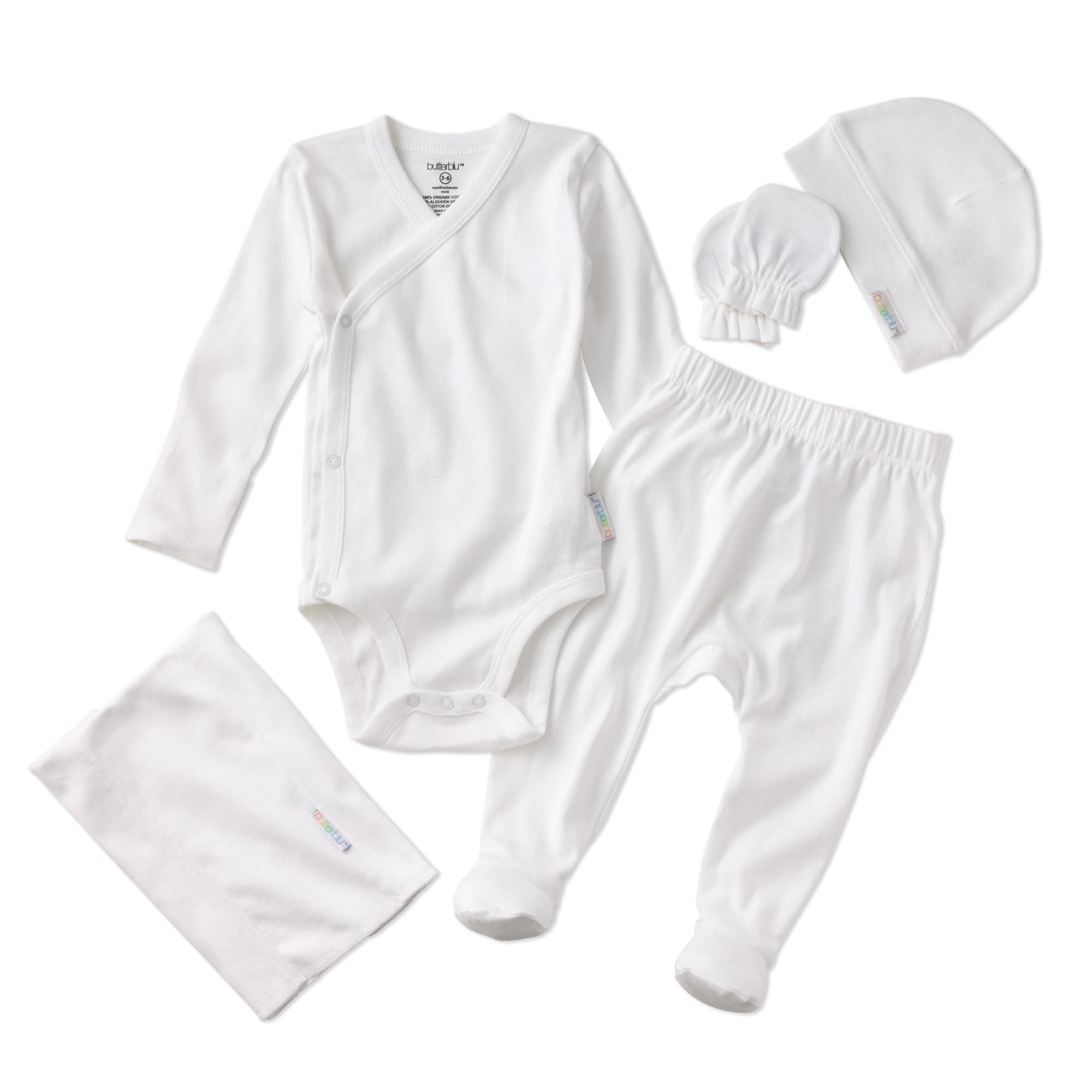 Butterblu Check Me Out 6-Piece Baby Layette Gift Set 100% Organic Cotton