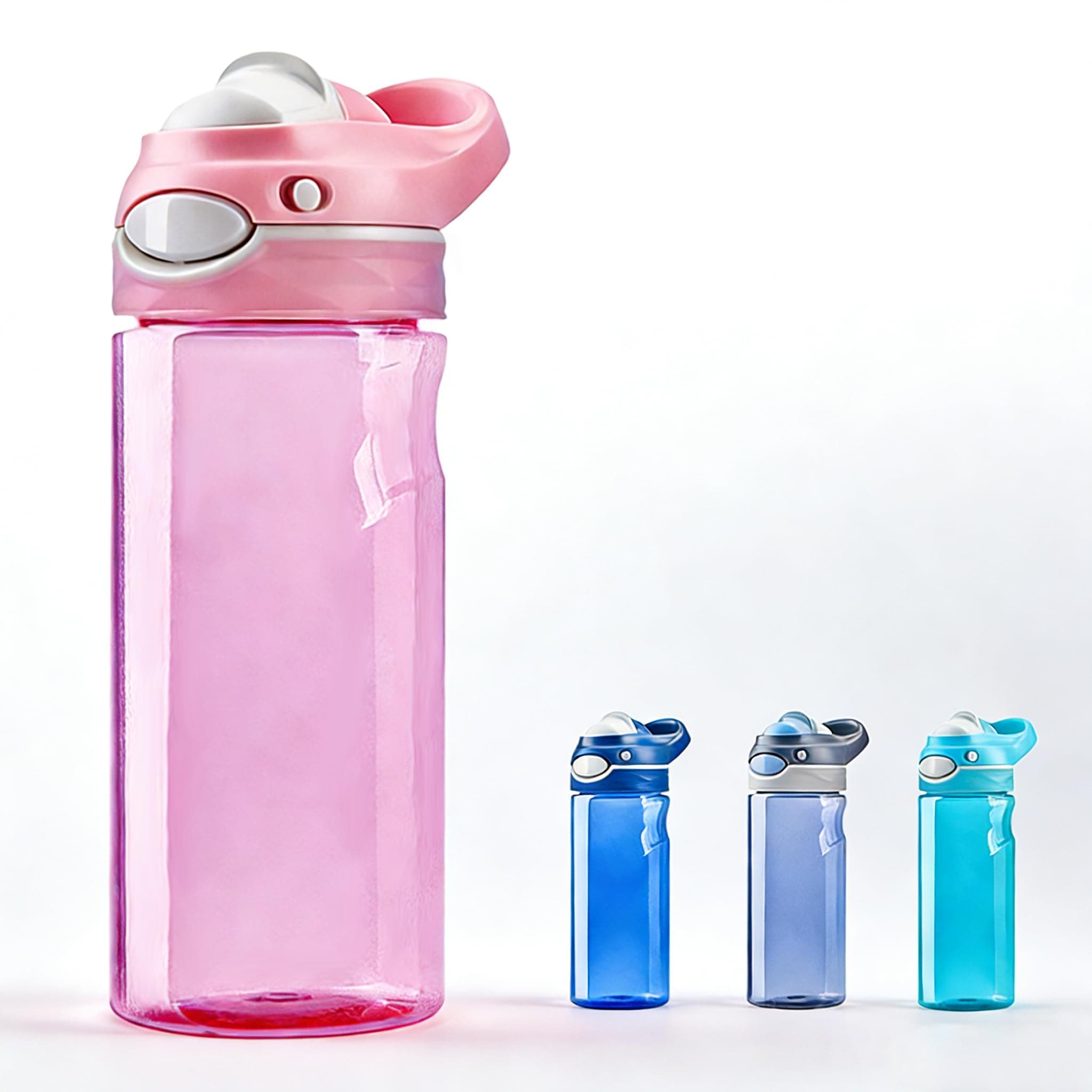 DEARART 550ml Pink Water Bottle Small Bottles With No Straw, Wide Mouth Easy Clean BPA Free Leak Proof, Has Handle Carry Easily, Suit Sports School Office Yoga Gym Home etc.