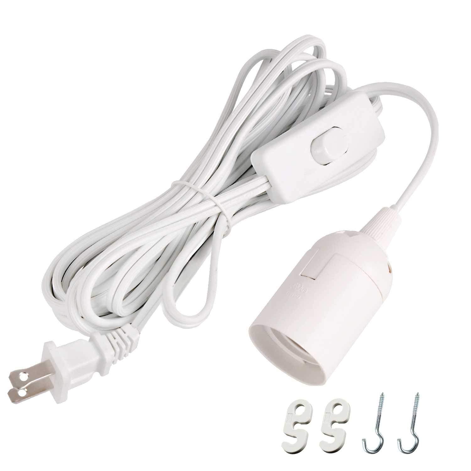 Simple Deluxe 15 Feet Extension Hanging Lantern Pendant Light Lamp Cord Cable E26/E27 Socket On/Off Switch, UL Listed