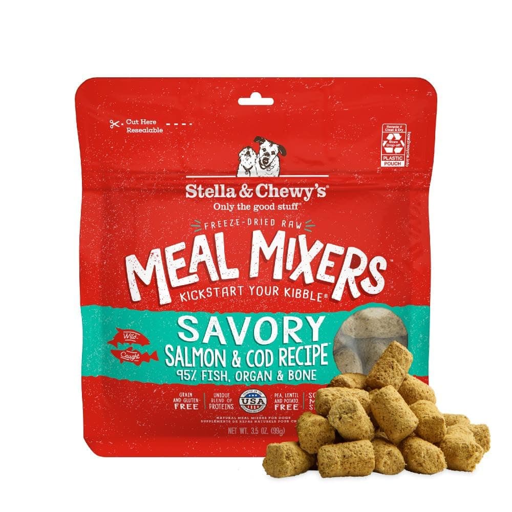 Stella & Chewy’s Freeze Dried Raw Savory Salmon & Cod Meal Mixer – Dog Food Topper for Small & Large Breeds – Grain Free, Protein Rich Recipe – 99g Bag
