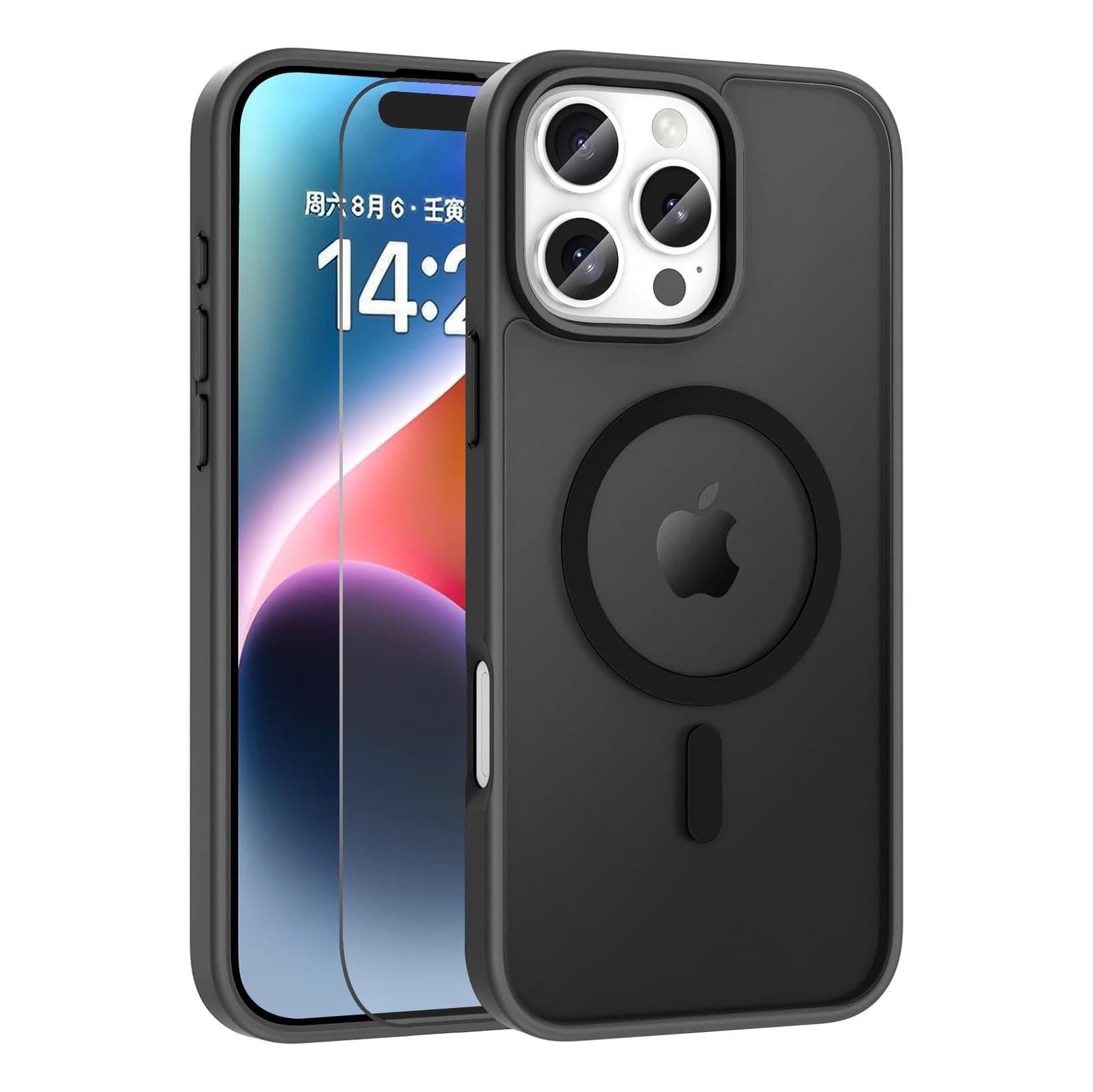 Aircawin Magnetic Case for iPhone 16 Pro Max Case with Tempered Glass Screen Protector,Compatible with Magsafe,Military-Grade Protection Hybrid iPhone Case for iPhone 16 Pro Max 6.7 Inch 2024-Grey