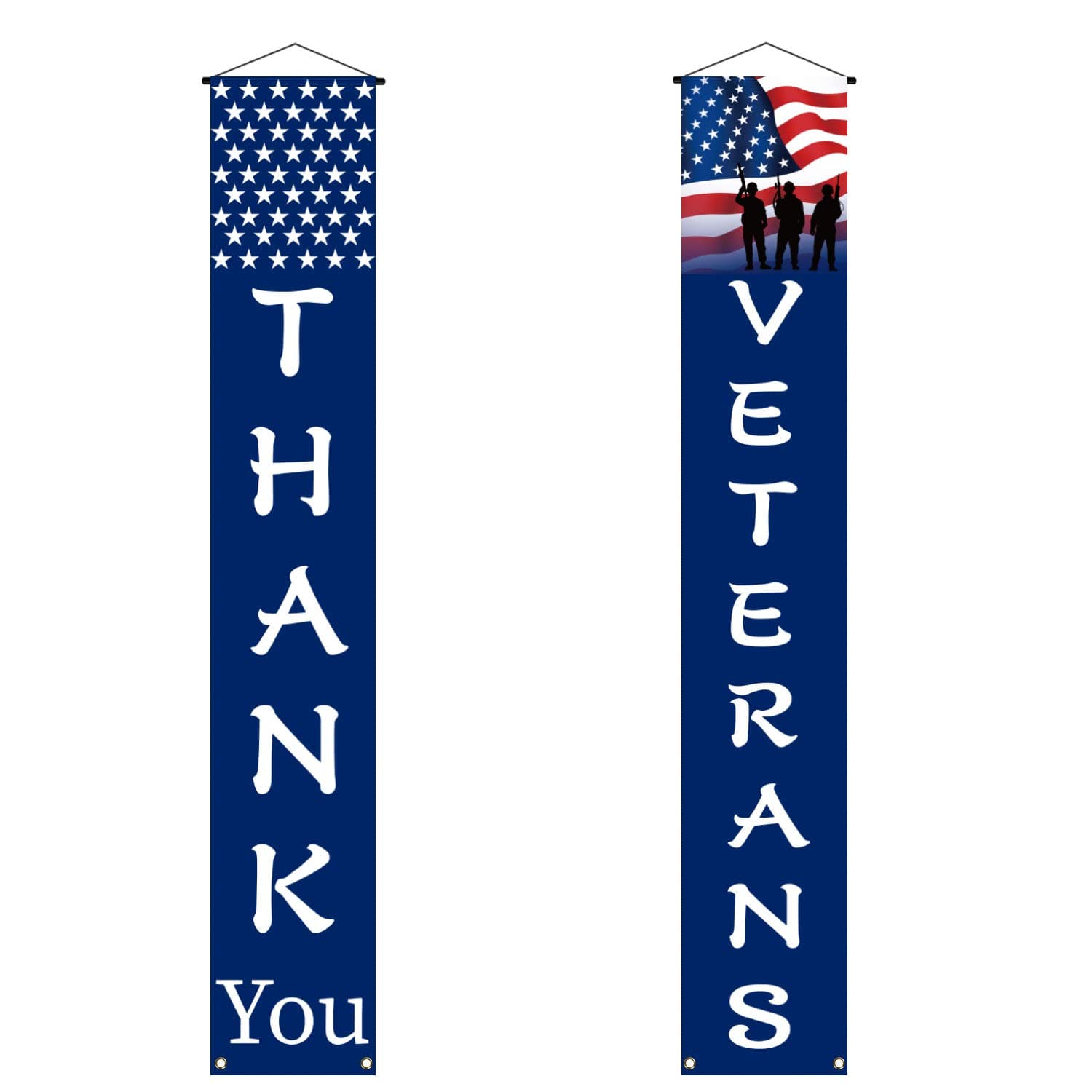 Sunwer Veterans Day Decoration,Thank You Veterans Hanging Banner,American Flag Patriotic Decoration for 4th of July&Memorial Day&Flag Day&Patriot Day