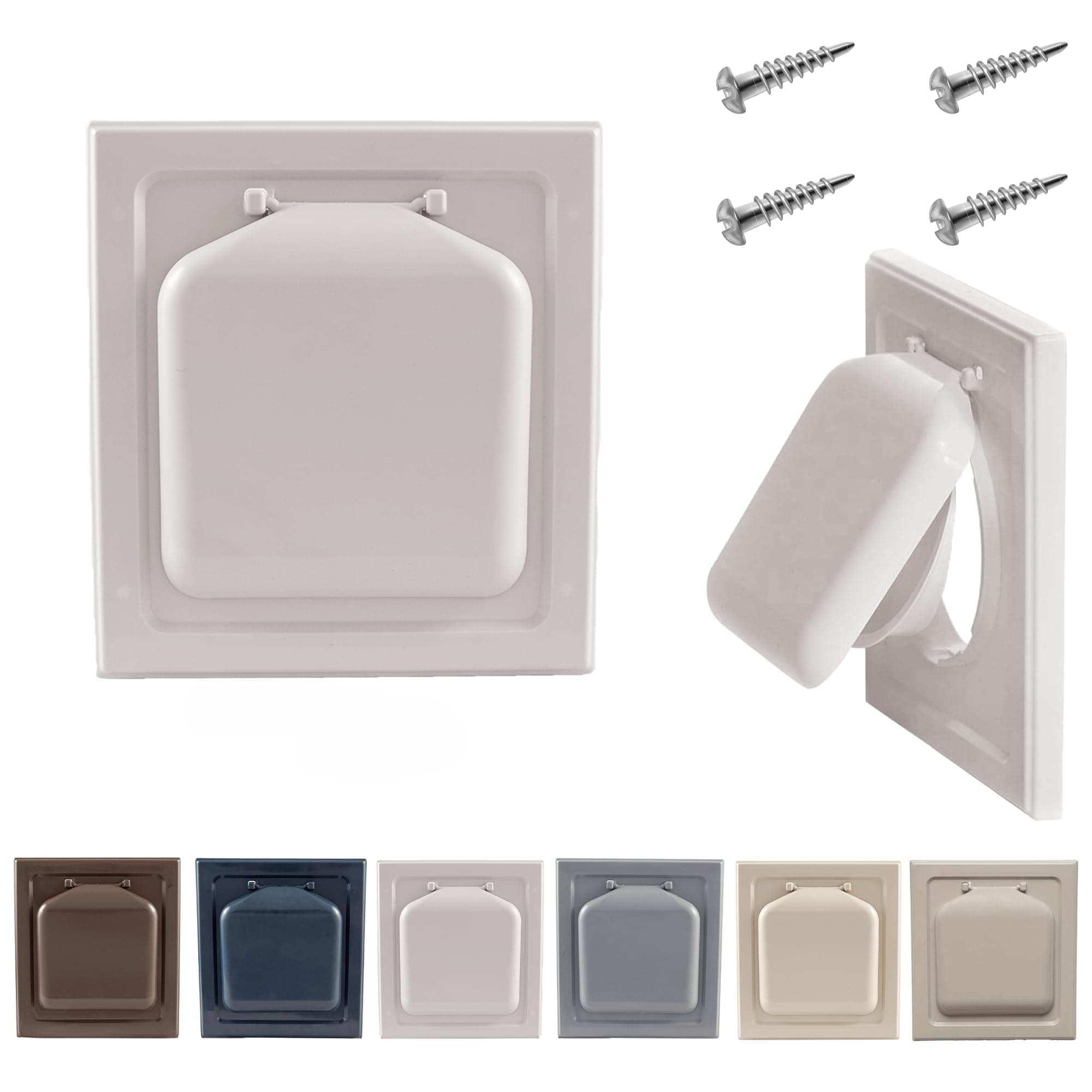 NO-PEST VENT Dual Door Dryer Vent Cover 4 Inch Outdoor, Made in USA, Highest UV-Resistant Plastic, No Lint-Collecting Screen (Light Grey, 4” Plastic Vent No Collar)