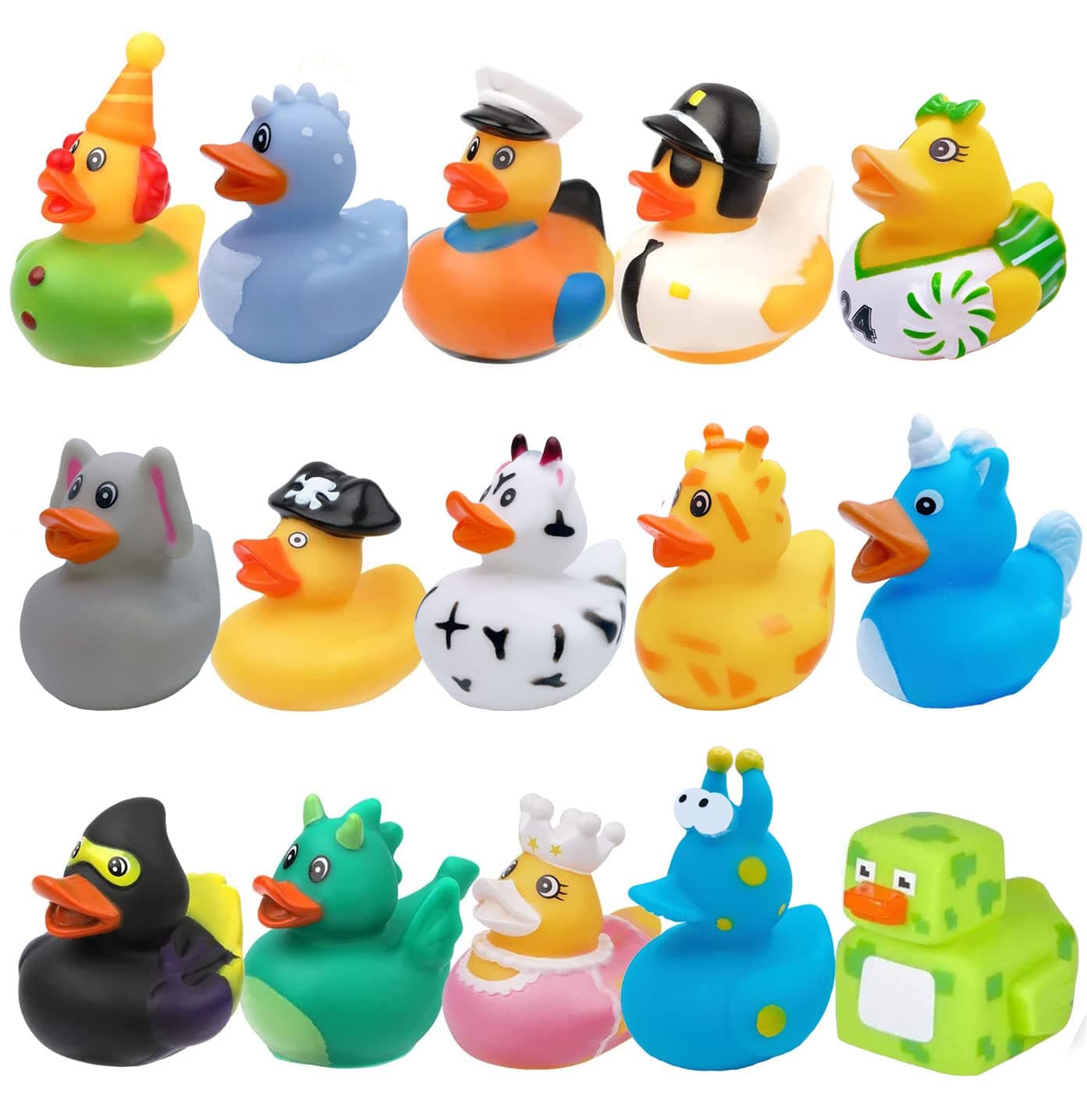Rubber Ducks Bath Toy Assortment Bulk Floater Duck for Kids Birthday Gifts