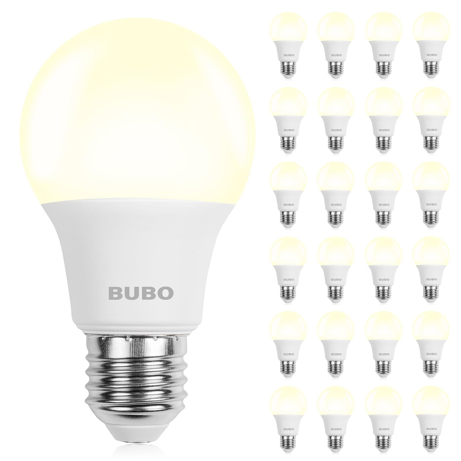 BUBO A19 LED Light Bulbs, 40 Watt Equivalent LED Bulbs, Natural White 3500K, 550 Lumens, E26 Standard Base, Non-Dimmable, 5W Natural White LED Bulbs for Bedroom Living Room Home Office, 24 Pack