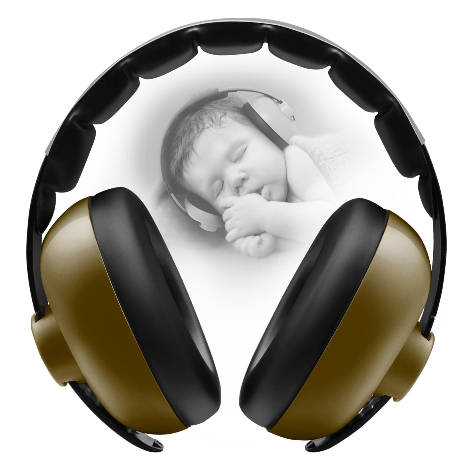 BBTKCARE Baby Headphones - Infant Ear Protection & Noise Cancelling Earmuffs for 3-36 Months - Army Green Travel Essentials