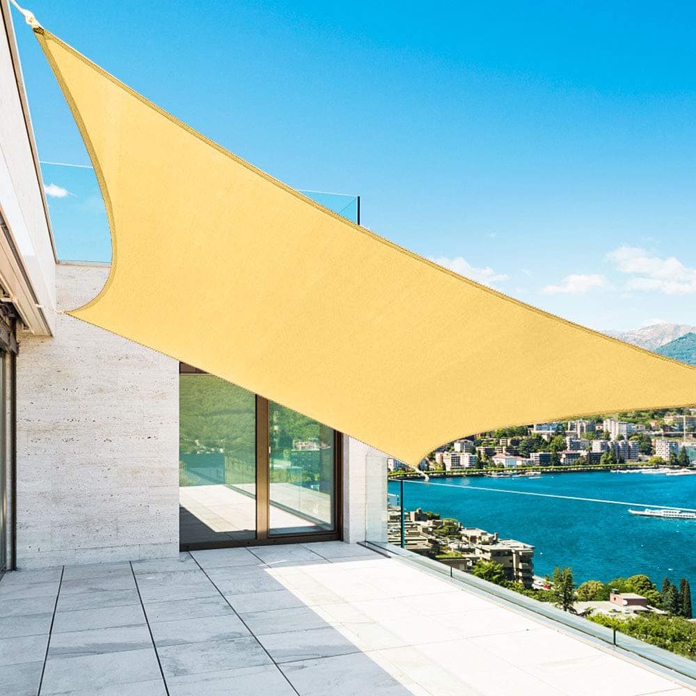 Shade&Beyond 10'x13' Sun Shade Sails Curved Canopy Rectangular Sand 185GSM Shade Sail Permeable for Patio Deck Yard Backyard, (We Make Custom Size)