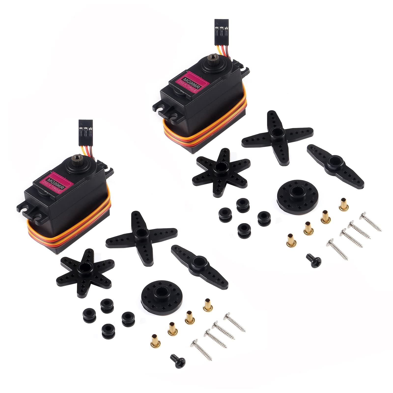 AEDIKO MG996R Servo Motor Control 180 Angle Metal Gear Servo Digital High Speed Torque Servo Motor for Smart Car Robot Boat RC Helicopter 2-Pack (MG996)