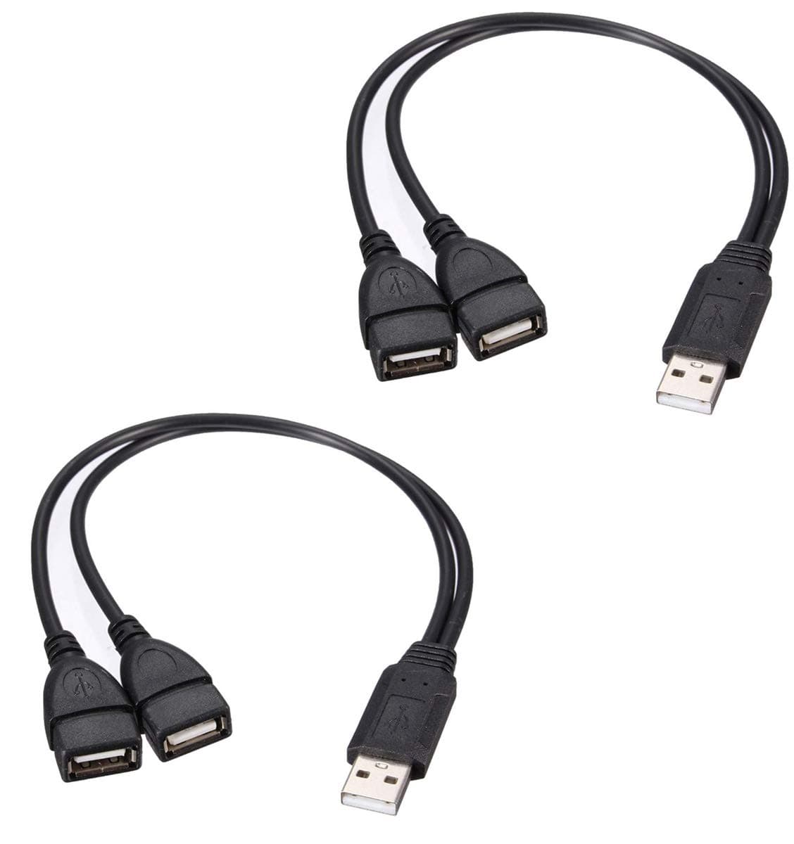 Adaptermvp USB 2.0 Adapter, Dual USB Female Jack Y Splitter Charger Cable (2 Pack) for Laptop/Tablet/Smartphone Data Transmission/Charging