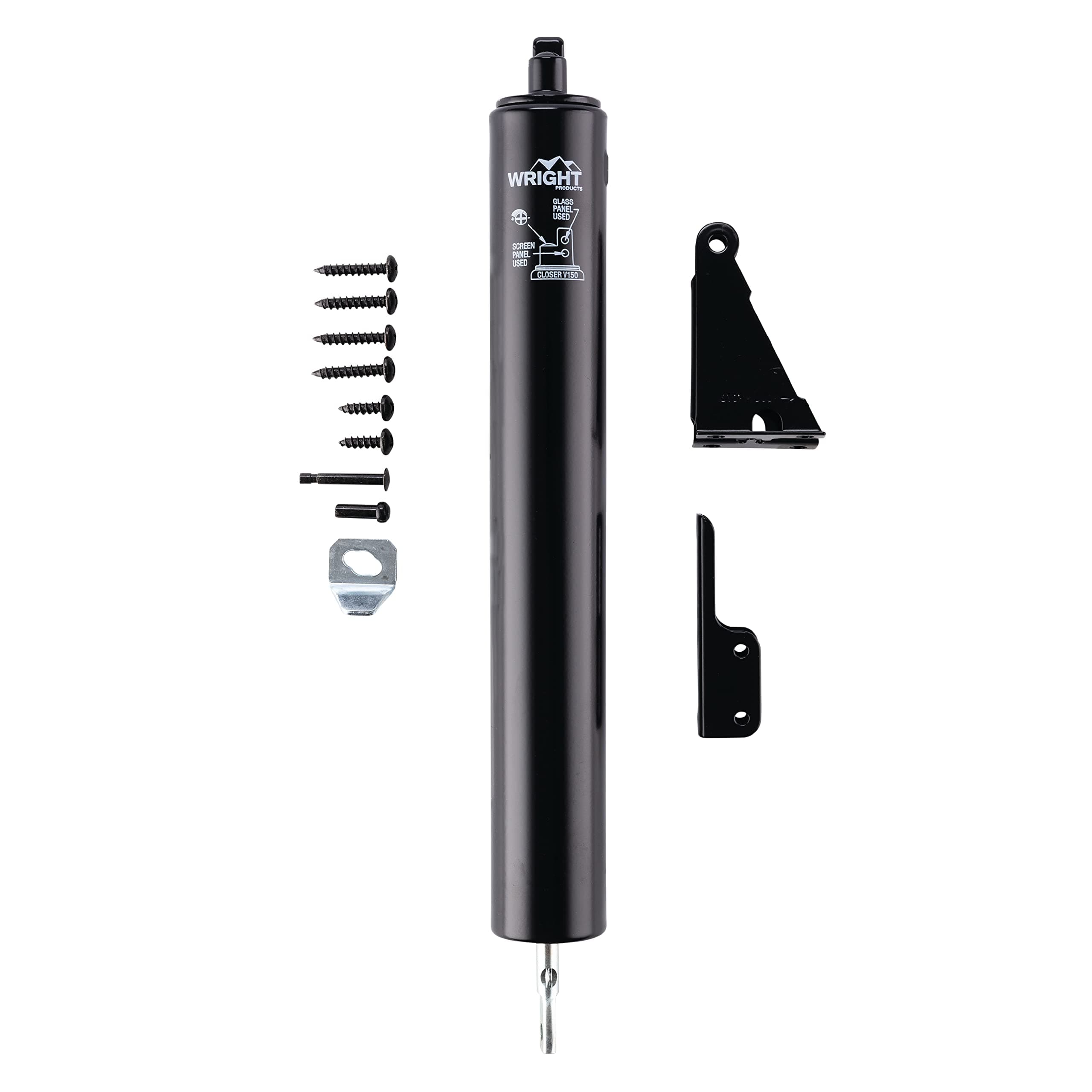 Wright Products - Heavy Duty Pneumatic Screen and Storm Door Closer, Black