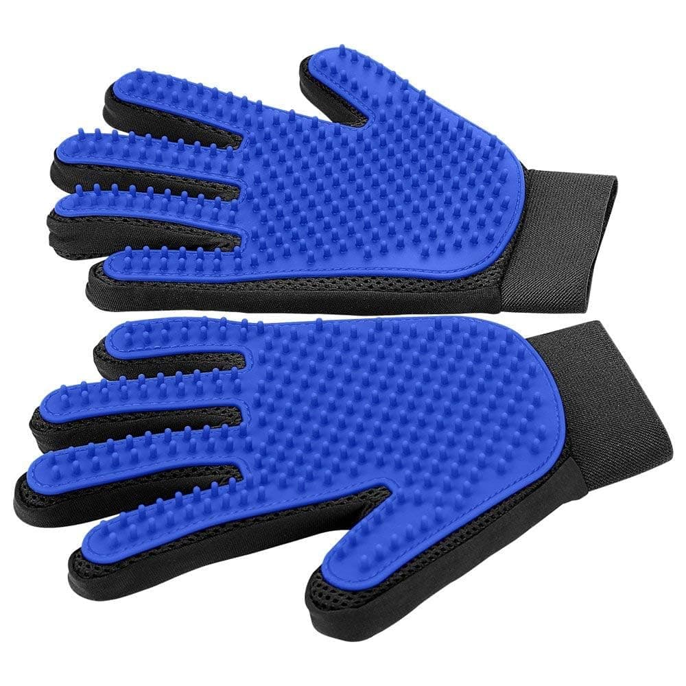 Upgrade Version Pet Grooming Glove - Gentle Deshedding Brush Glove - Efficient Pet Hair Remover Mitt - Enhanced Five Finger Design - Perfect for Dog & Cat with Long & Short Fur