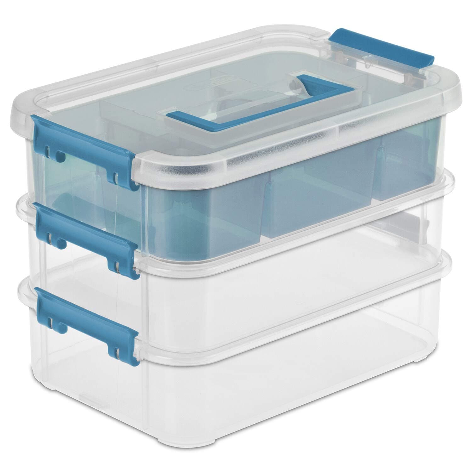 Sterilite 14138606 10-5/8" L X 7-1/4" X 7-5/8" 3 Layer Stack & Carry Box (4 pack)