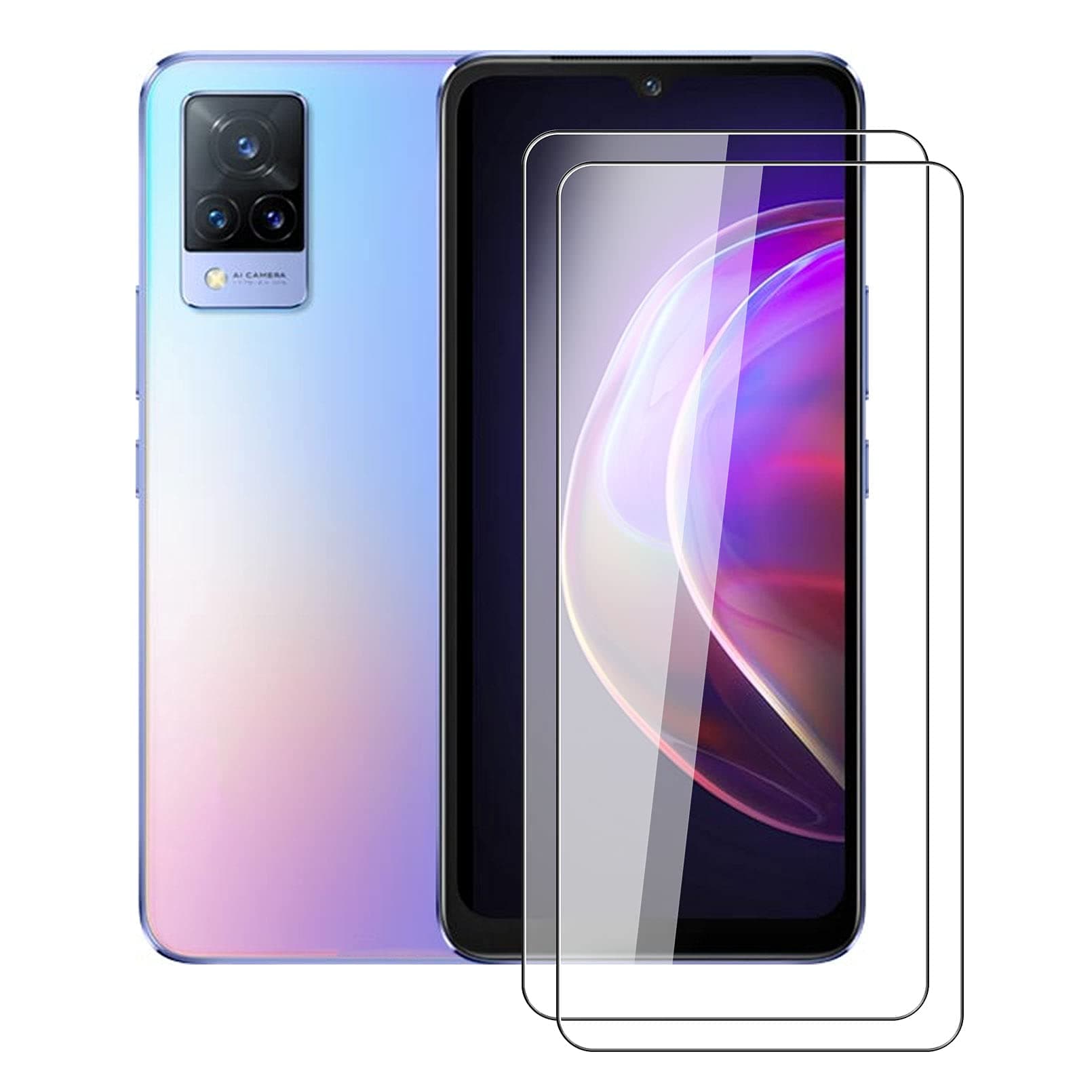 HHUAN [2-Piece] for Vivo V21 5G (6.44") Screen Protector, 9H Hardness Anti-Scratch Tempered Glass Screen Protector,No Bubbles Tempered Glass Protective Film for Vivo V21 5G