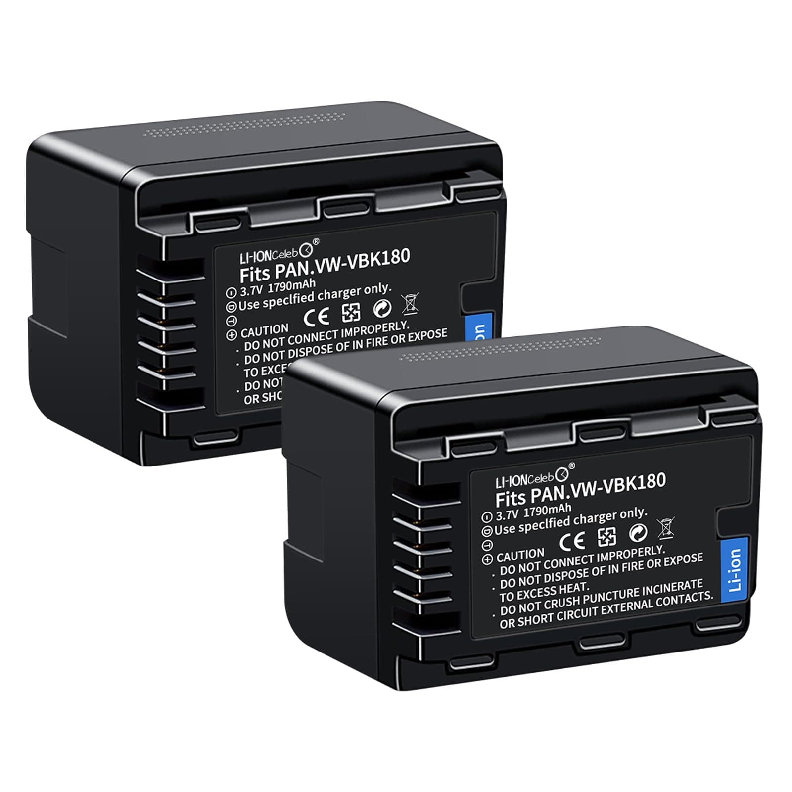 VW-VBK180 / VW-VBK180-K Replacement Battery Compatible with HC-V700, HC-V700M, HC-V600M, HC-V300M, HC-V100M, HDC-TM90【 3.7V 1790mAh】 High Performance Compatible Camera Battery 2023LR