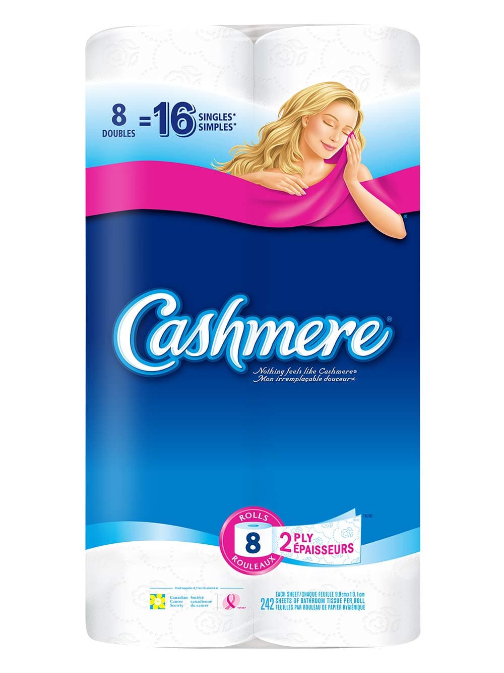Cashmere Toilet Paper, Irresistibly Soft 2-Ply Tissue, 8 Double Rolls =16 Regular Rolls
