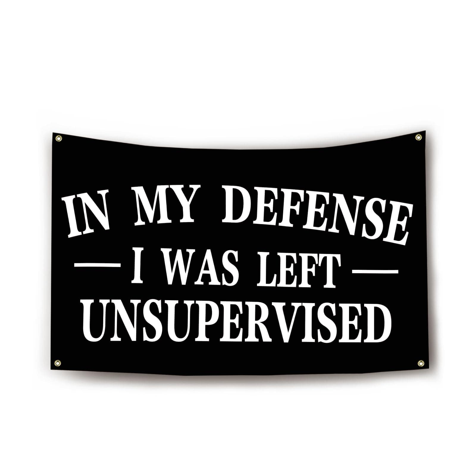 In My Defense I Was Left Unsupervised Flag Funny Flags for Room 3x5 Feet College Dorm Room Decor Man Cave Frat Wall Flag