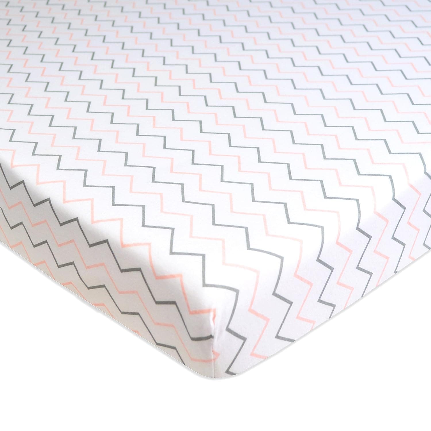 American Baby Company Printed 100% Natural Cotton Jersey Knit Fitted Portable/Mini-Crib Sheet, Pink Zigzag, Soft Breathable, for Girls