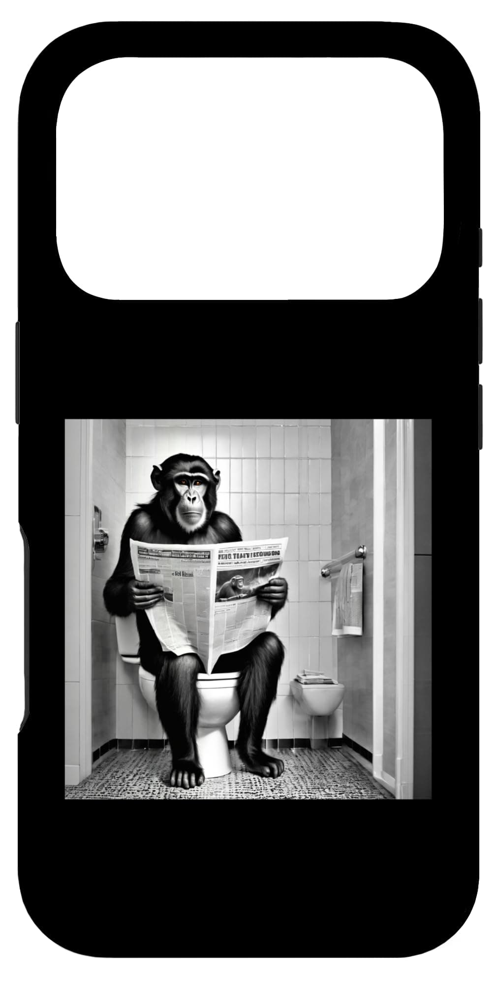 Monkey Sitting on The Toilet Reading Newspaper Funny Monkey Case for iPhone 17 Pro