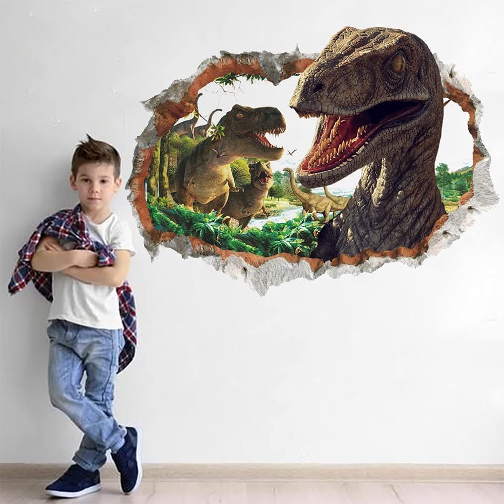 Runtoo Dinosaur Wall Decals 3D Wall Stickers for Kids Bedroom Nursery Boys Room Wall Decor